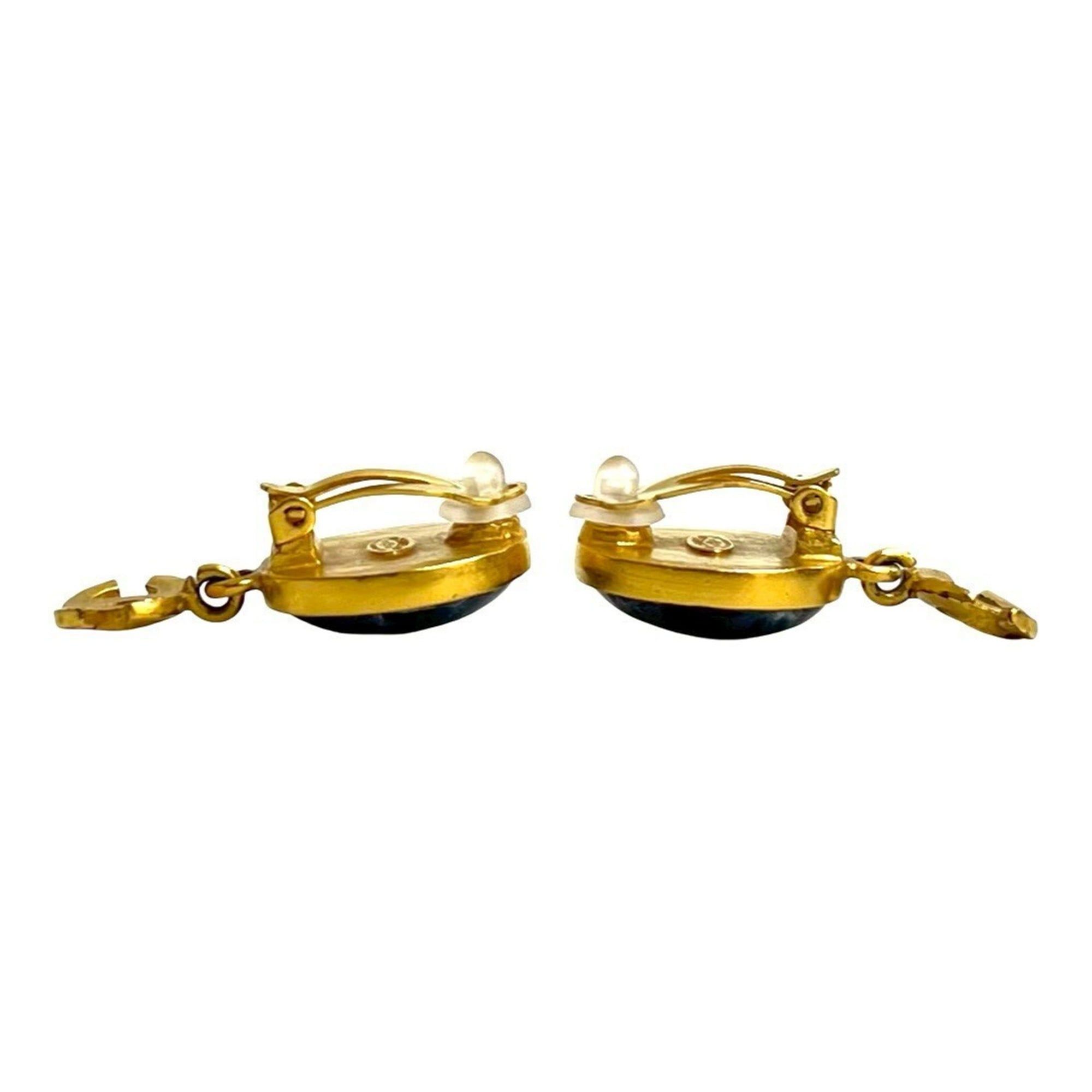 Chanel CHANEL Coco Mark Marble Stone GP Earrings and Ear Cuffs, Gold Blue, 10734 Size ONE SIZE - 3 Thumbnail