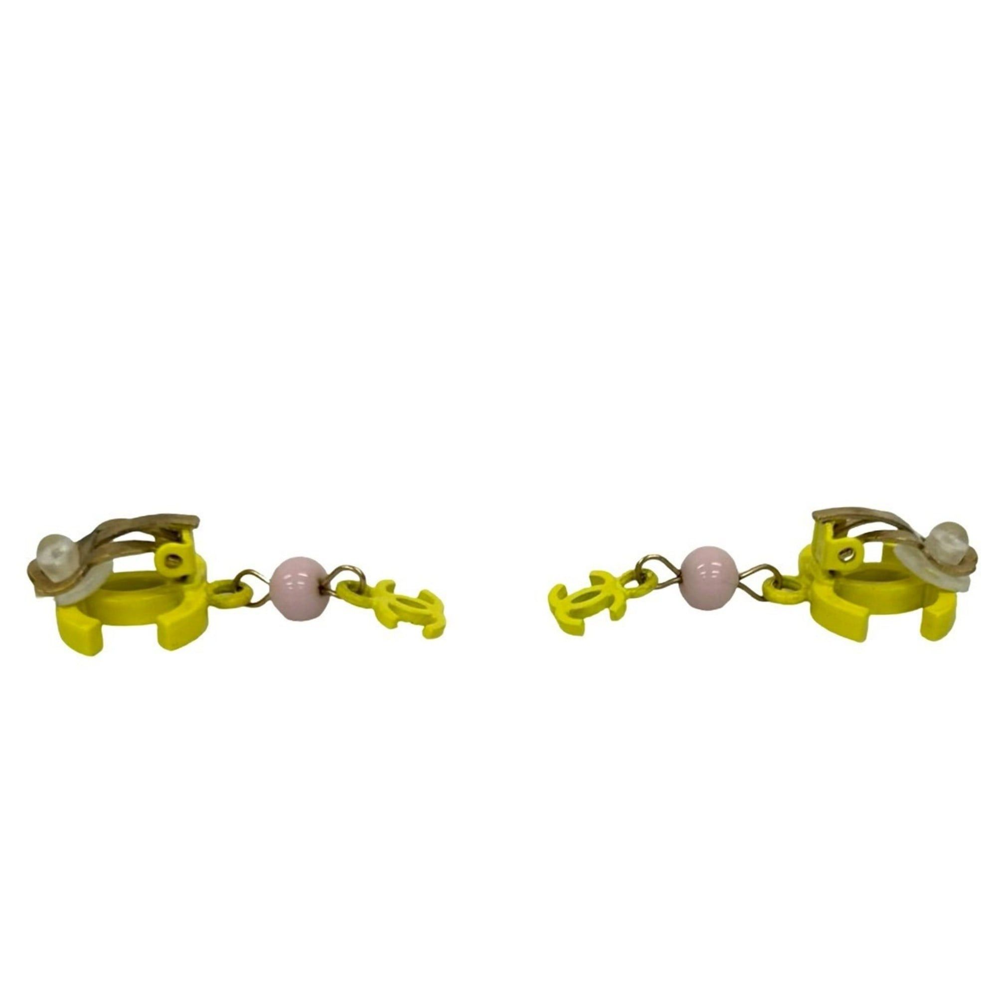 Chanel CHANEL Coco Mark Motif GP Plastic Earrings/Ear Cuffs in Gold and Yellow, 41588 Size ONE SIZE - 4 Thumbnail