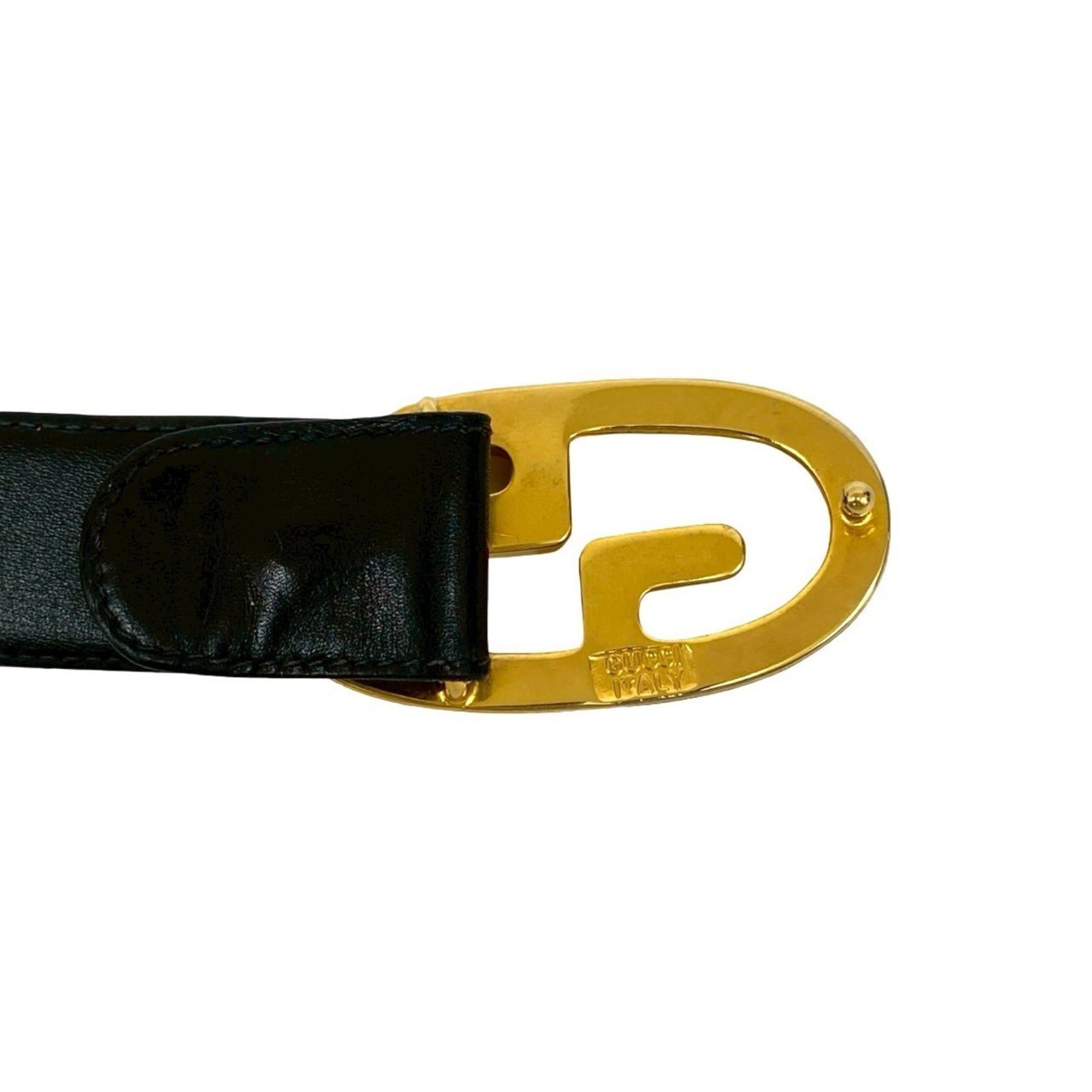 Gucci GUCCI GG Logo Buckle Belt Leather GP Women's Black Gold Silver 68998 Size ONE SIZE - 3 Thumbnail
