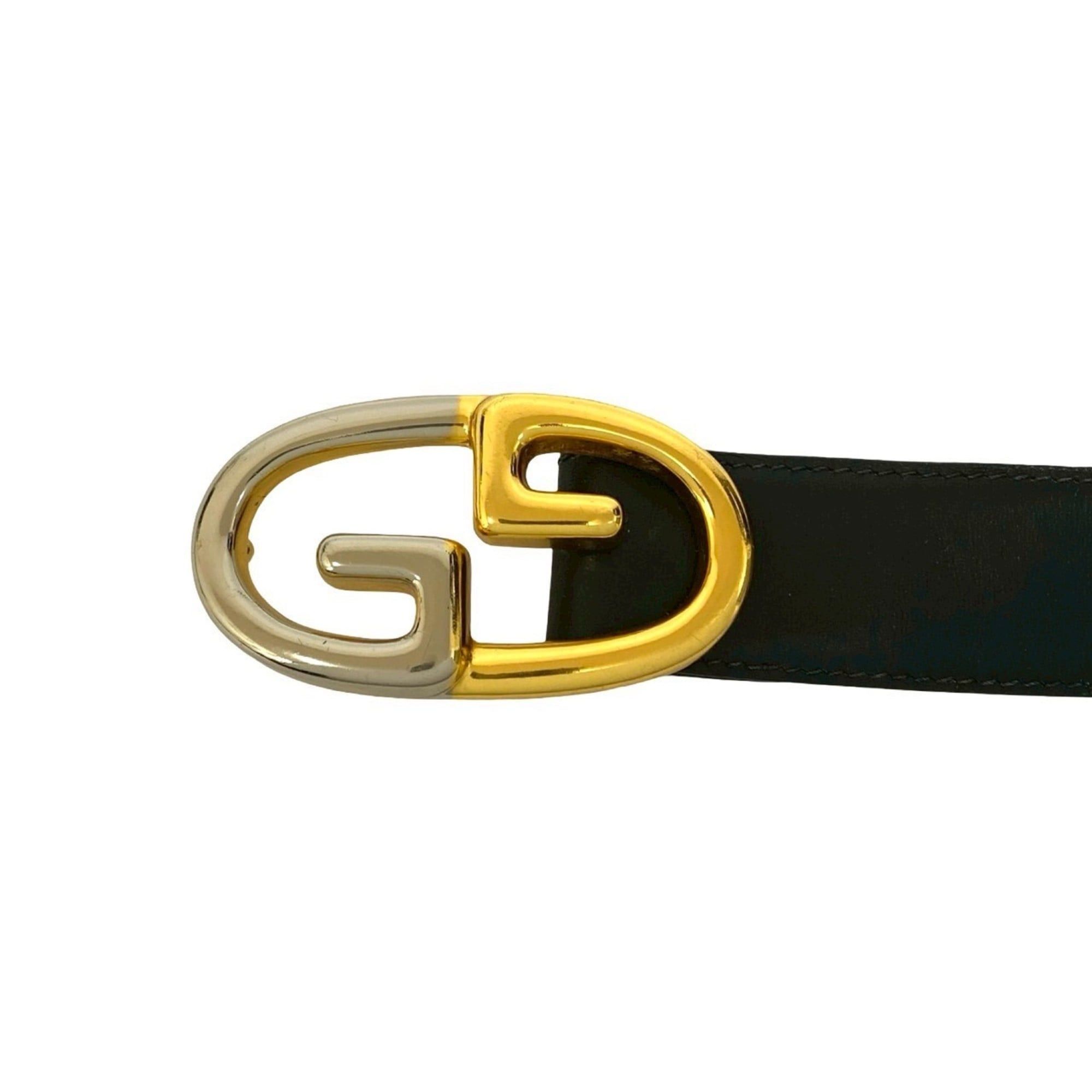 Gucci GUCCI GG Logo Buckle Belt Leather GP Women's Black Gold Silver 68998 Size ONE SIZE - 2 Thumbnail