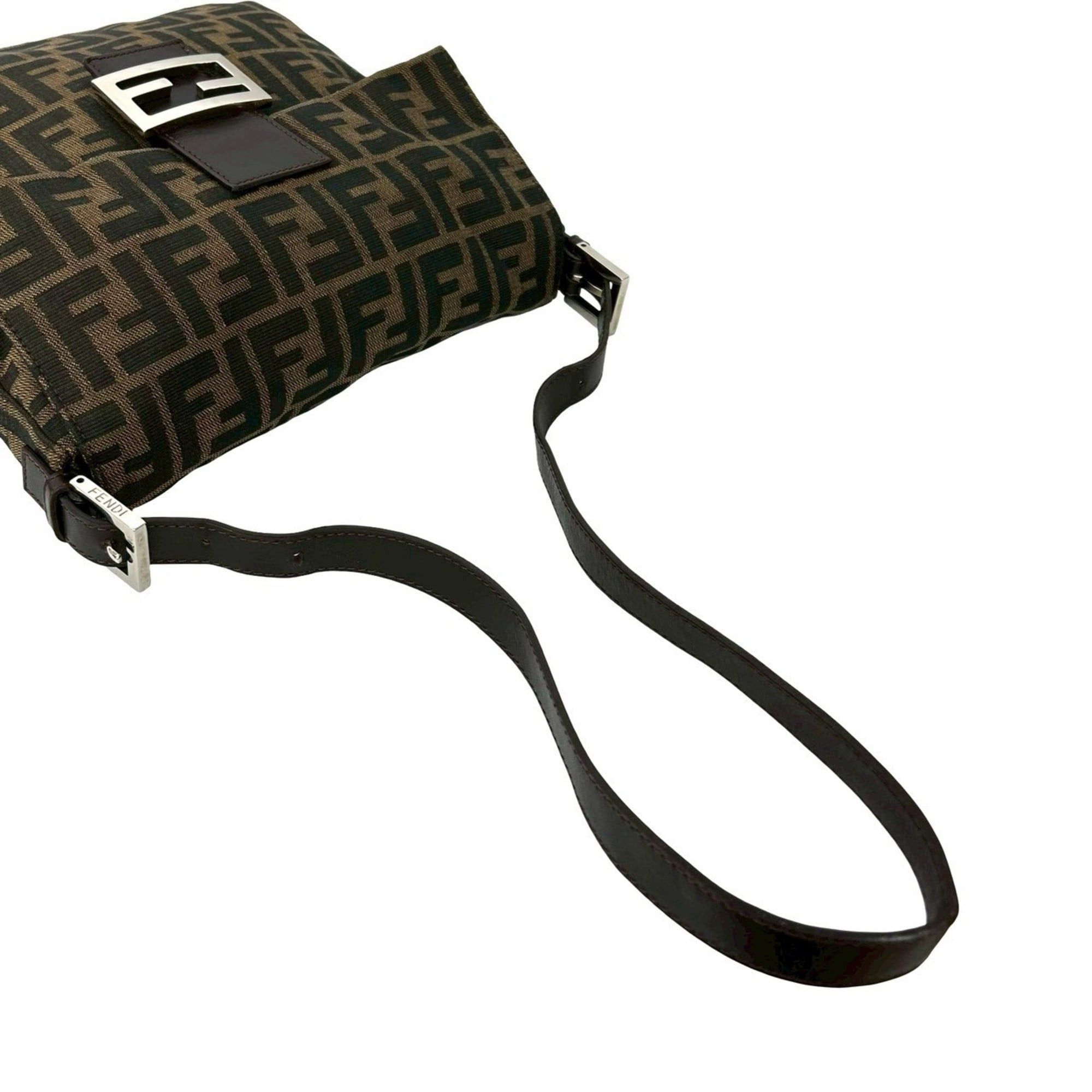 Fendi FENDI Mamma Bucket Zucca FF Logo Canvas and Leather Semi-One Shoulder Bag Handbag Brown 09-10 Size ONE SIZE - 4 Thumbnail