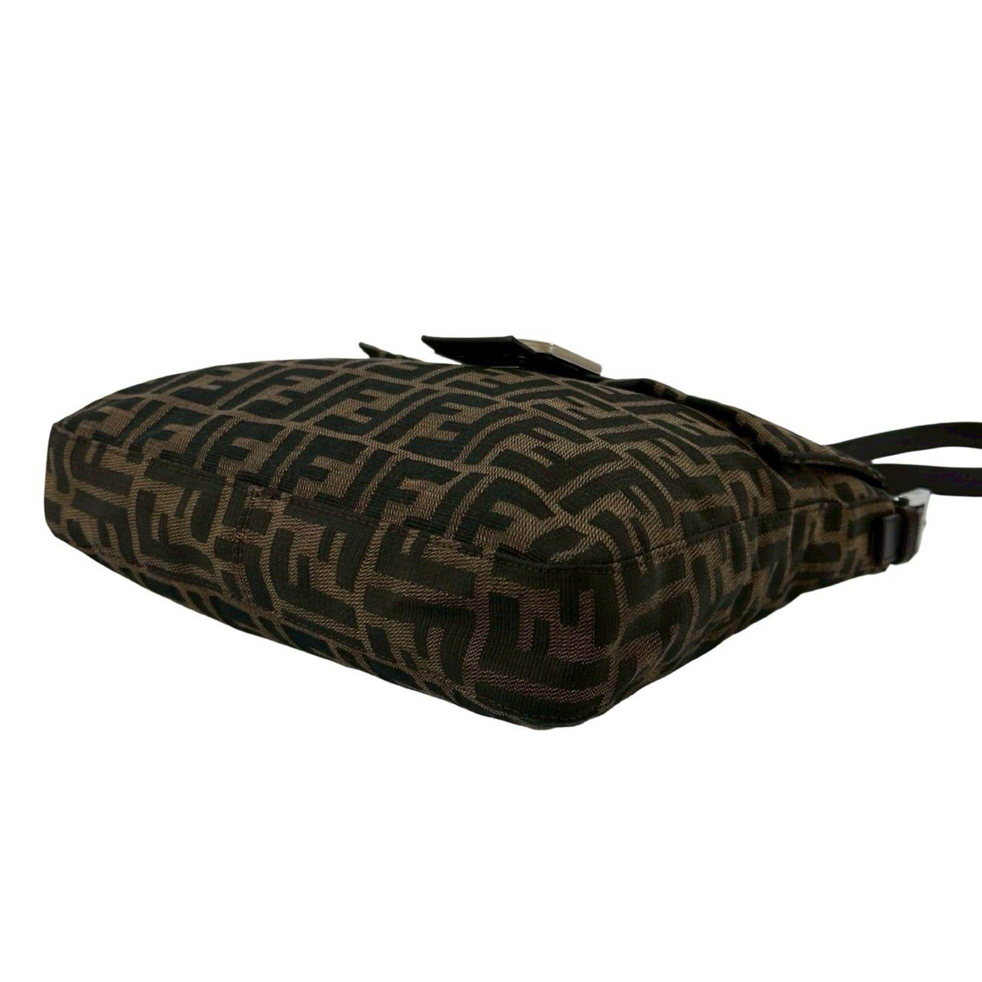 Fendi FENDI Mamma Bucket Zucca FF Logo Canvas and Leather Semi-One Shoulder Bag Handbag Brown 09-10 Size ONE SIZE - 8 Thumbnail