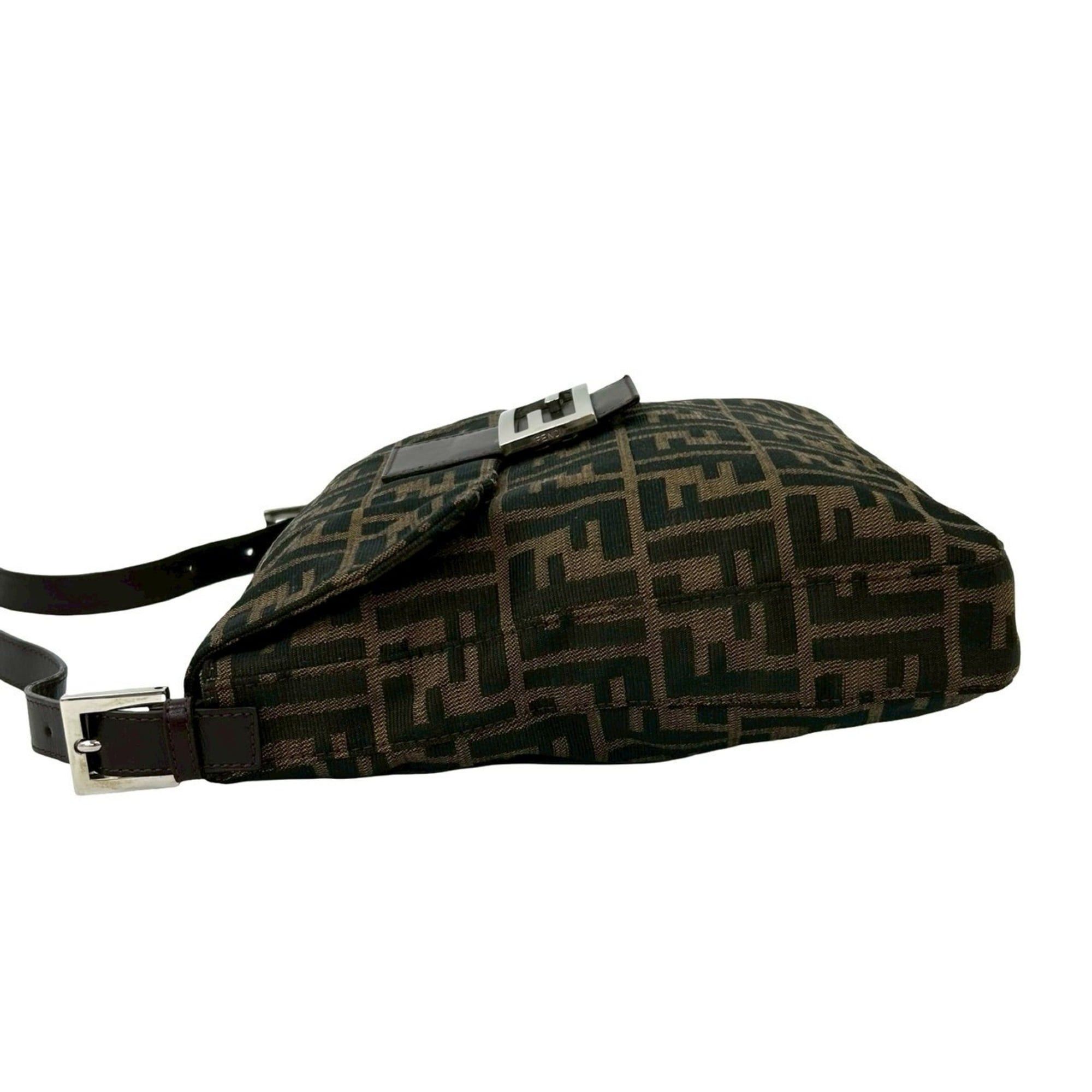 Fendi FENDI Mamma Bucket Zucca FF Logo Canvas and Leather Semi-One Shoulder Bag Handbag Brown 09-10 Size ONE SIZE - 5 Thumbnail