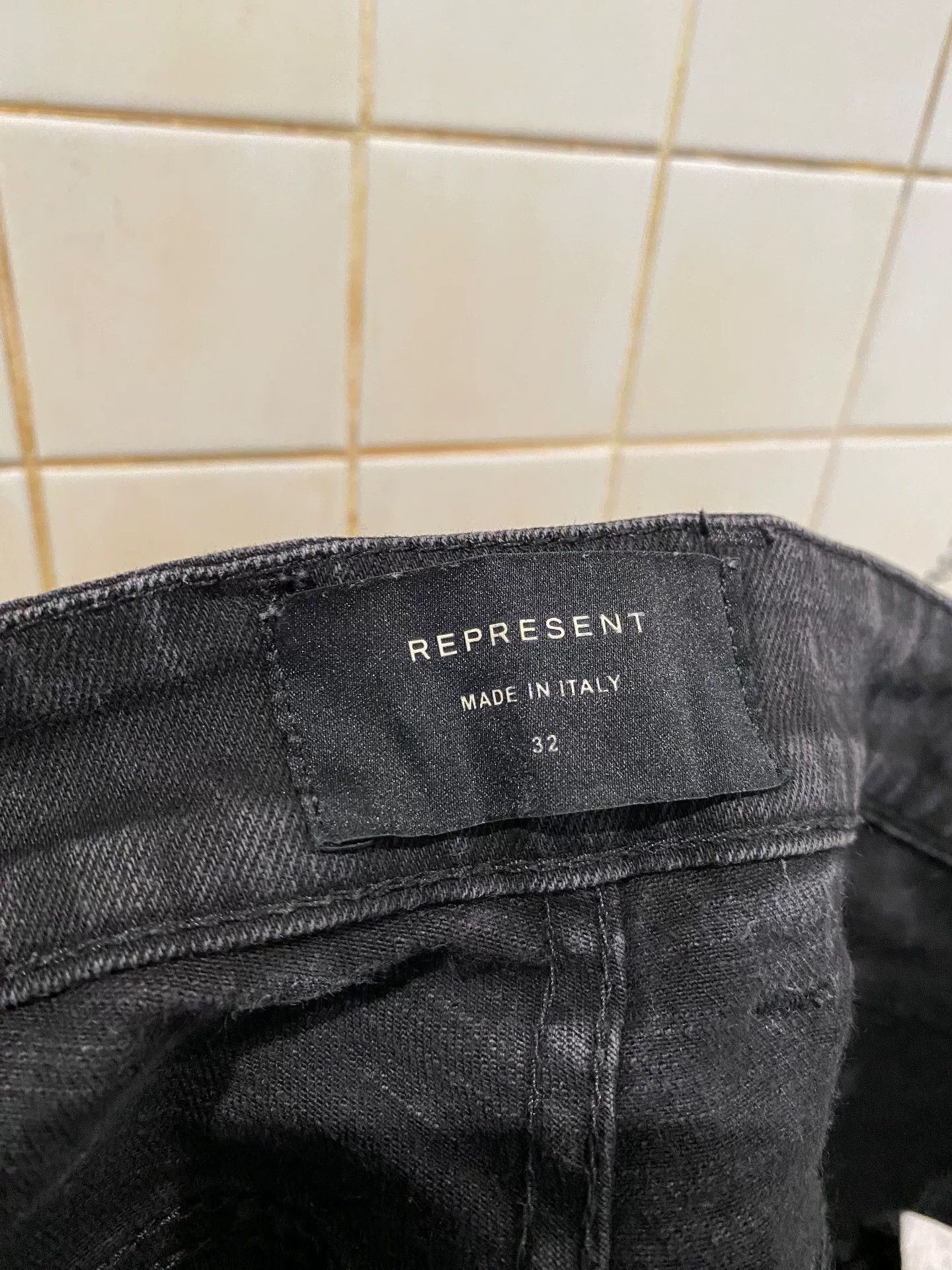 Represent Clo. Italian Black Distressed Embroidered Denim Pants Size US 32 / EU 48 - 8 Thumbnail