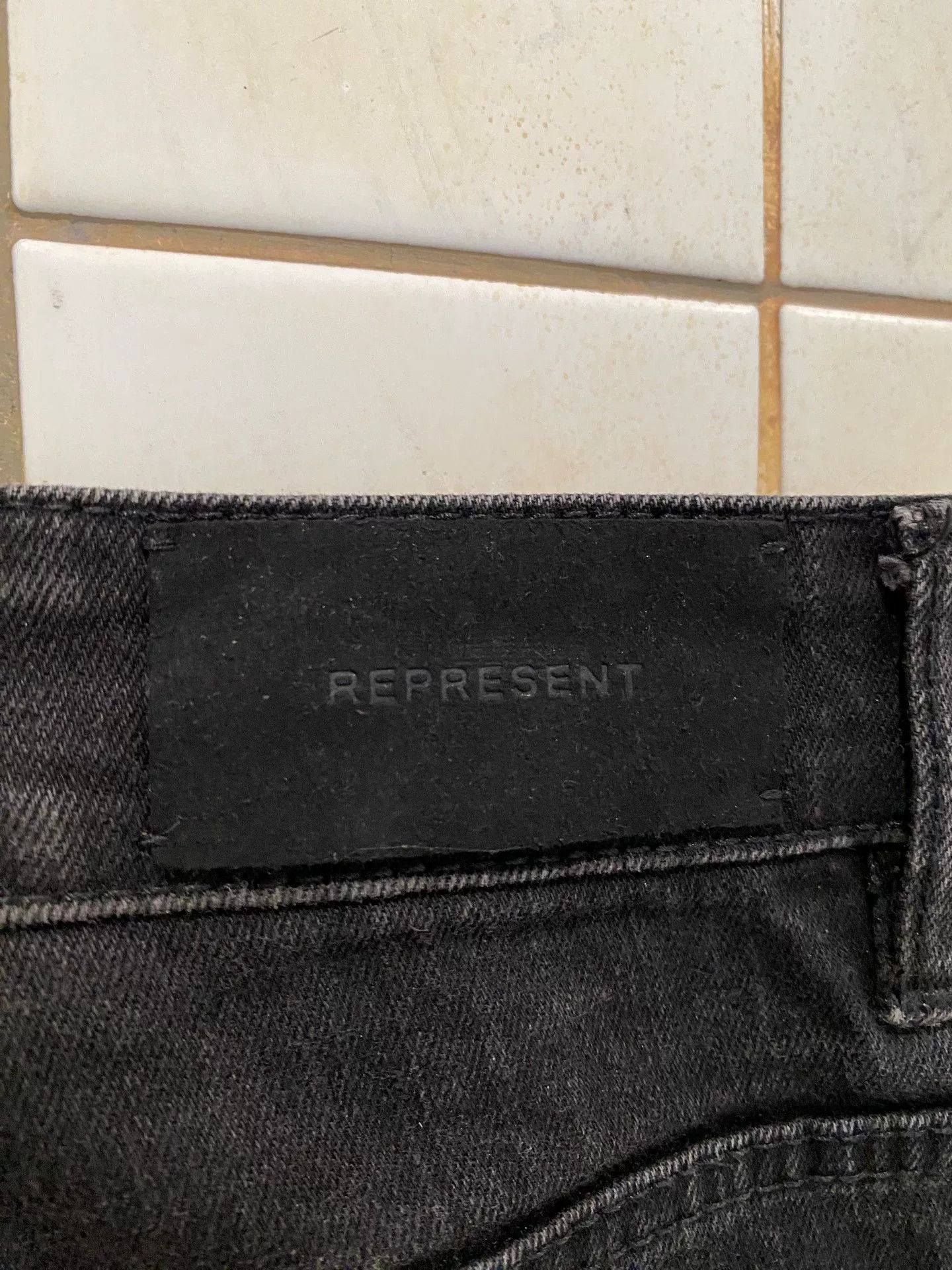 Represent Clo. Italian Black Distressed Embroidered Denim Pants Size US 32 / EU 48 - 7 Thumbnail
