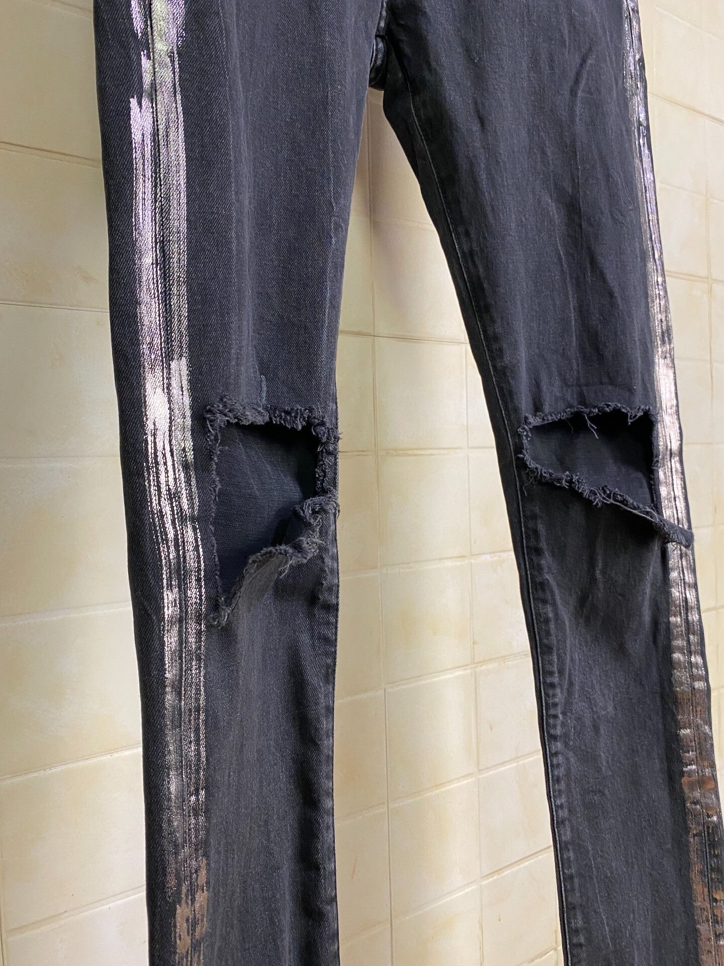 Askyurself Silver Accent Destroyed Denim Pants Size 28" / US 6 / IT 42 - 4 Thumbnail