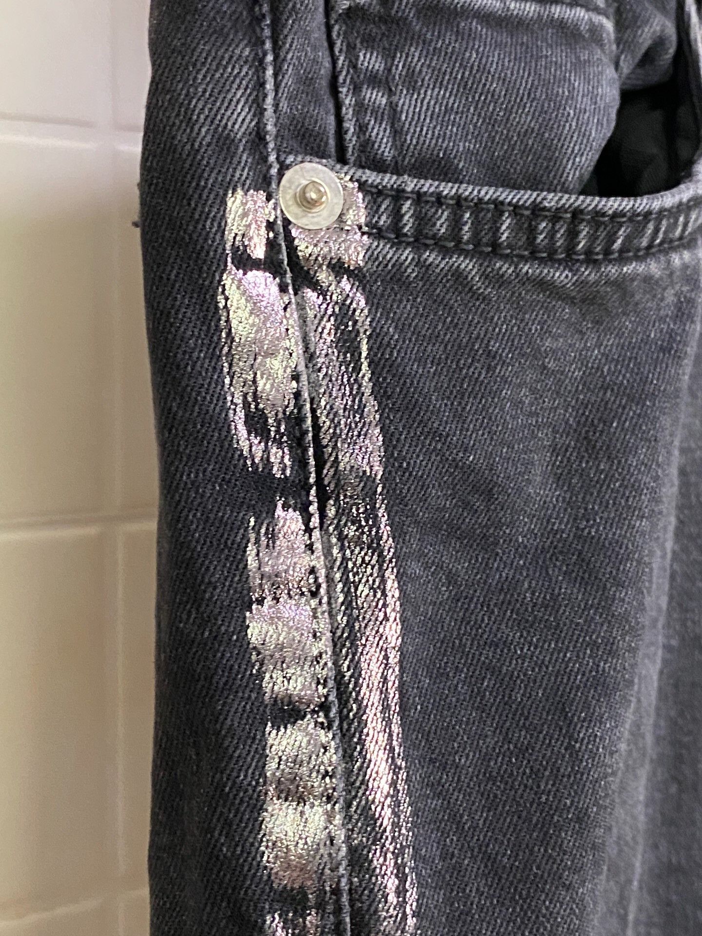 Askyurself Silver Accent Destroyed Denim Pants Size 28" / US 6 / IT 42 - 3 Thumbnail