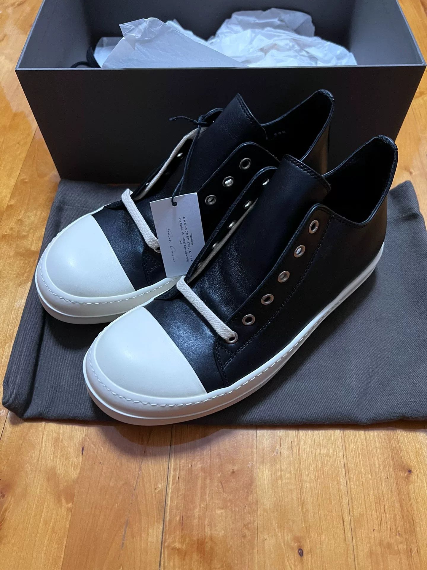 Rick Owens Rick Owens Low-Top Leather Sneakers Size US 7 / EU 40 - 3 Thumbnail