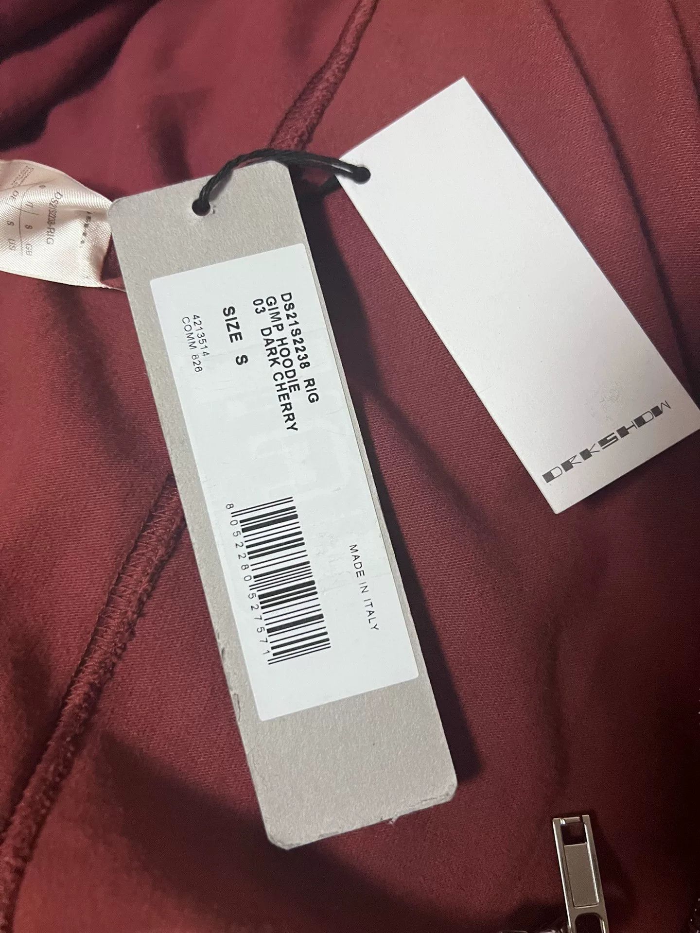 Rick Owens Rick Owens Dark Cherry Zip Hoodie Size S Size US S / EU 44-46 / 1 - 4 Thumbnail