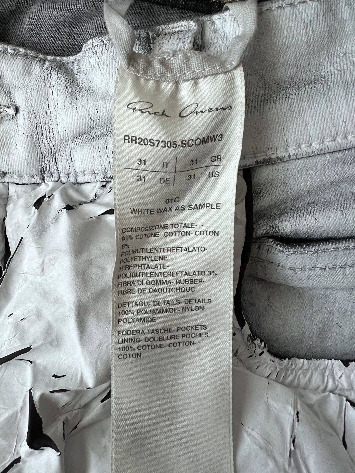 Rick Owens Rick Owens SS20 White Wax Denim Pants Size US 31 - 4 Thumbnail