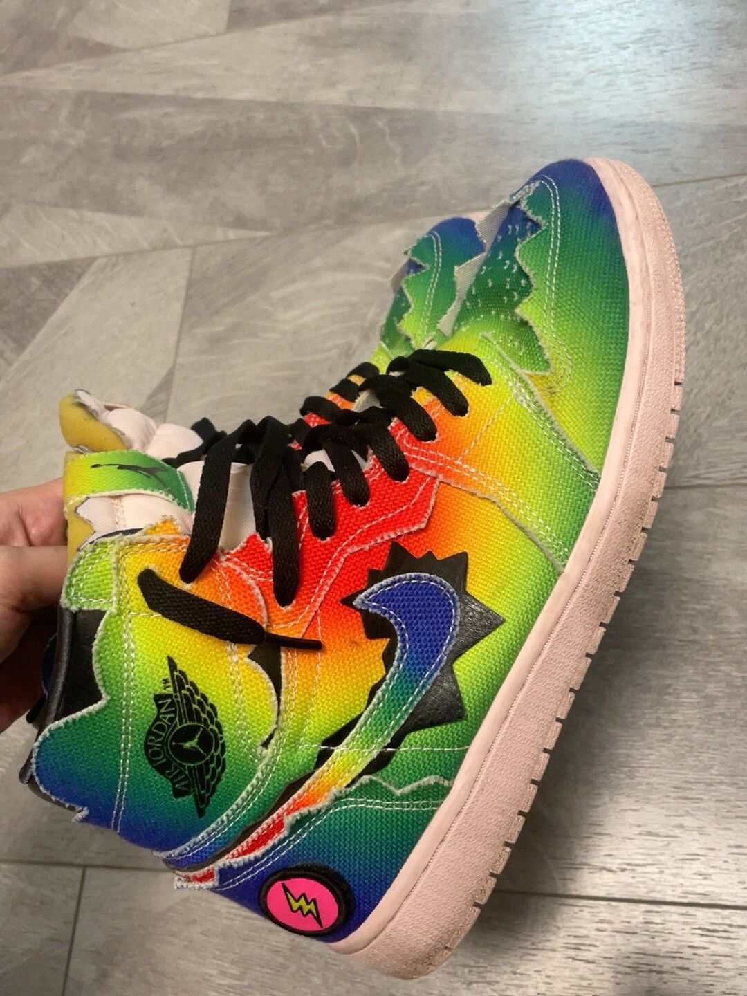 J Balvin Nike x J Balvin Jordan 1 Rainbow Tie-Dye Size US 9.5 / EU 42-43 - 5 Thumbnail
