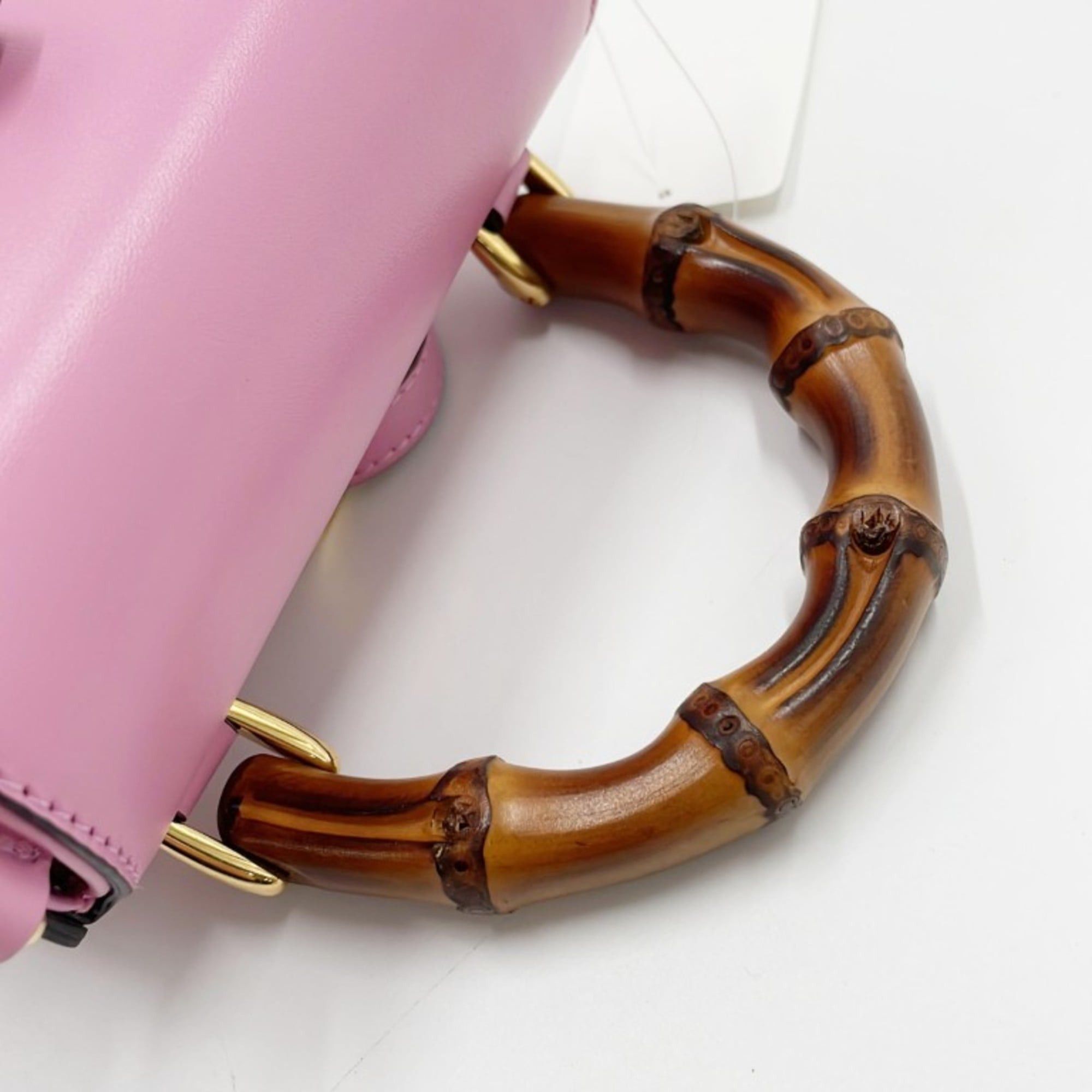 Gucci GUCCI Bamboo Line Handbag 702106 Pink Calfskin Women's 3-Way Size ONE SIZE - 7 Thumbnail