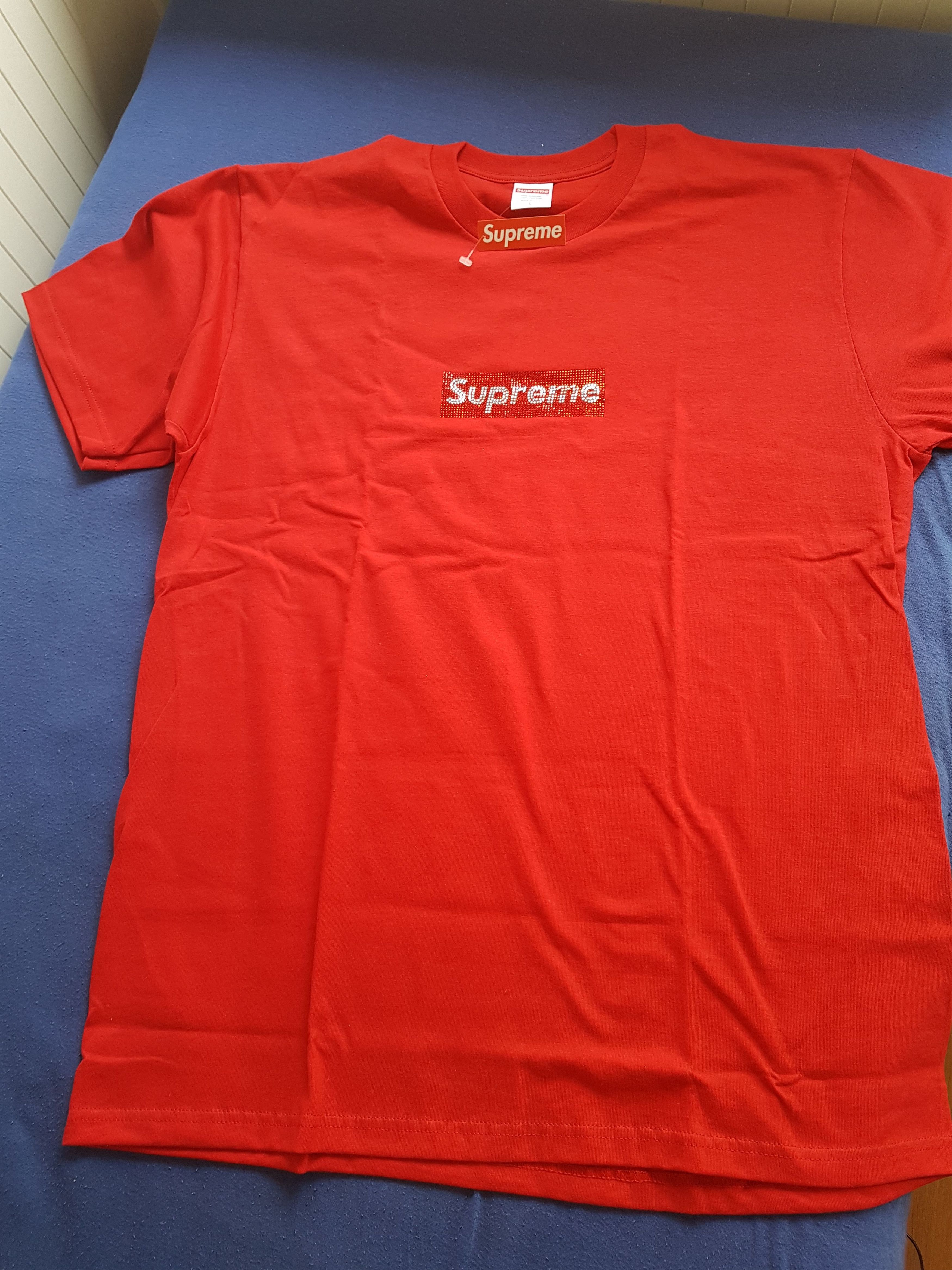 Supreme Swarovski Red Box Logo Tee Large Tops