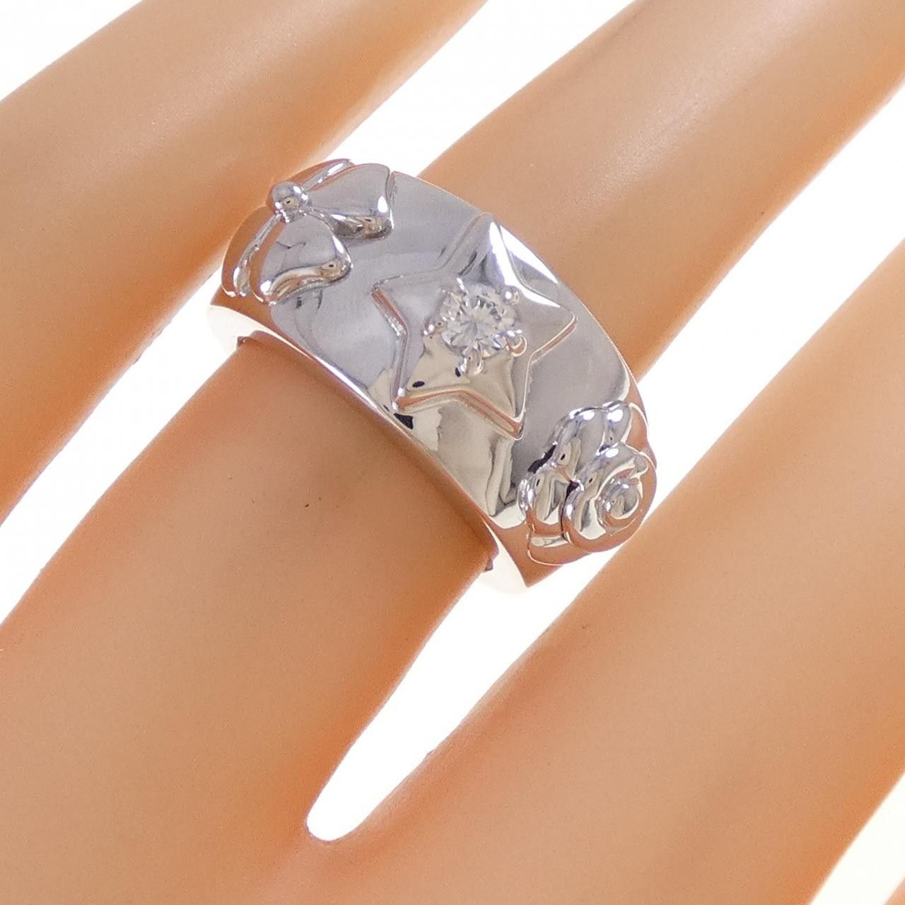 Chanel Chanel Chanel Three Symbols 750 White Gold Diamond Ring Size 8 Precious Metal Ring J1520 DUTY FREE for USA Size ONE SIZE - 5 Thumbnail