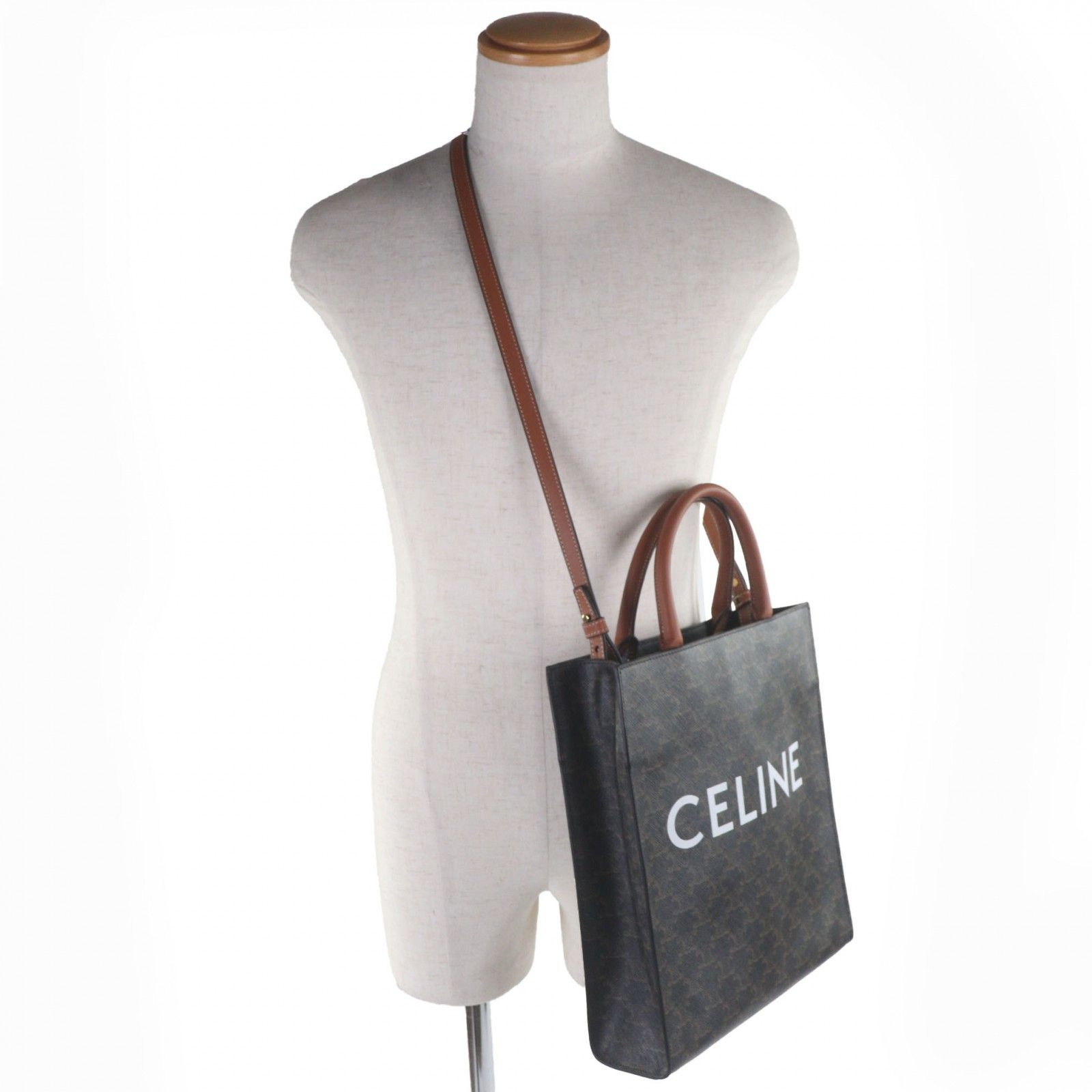 Celine Celine CELINE Vertical hippopotamus Triomphe Canvas Tote Bag Textile Tote Bag 191542BZK 04LU DUTY FREE for USA Size ONE SIZE - 3 Thumbnail