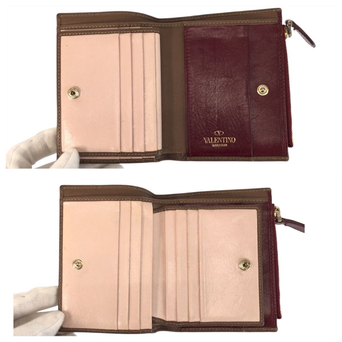 Valentino Valentino Garavani Canvas Leather Compact Wallet Leather Short Wallet PRB913TMC1 DUTY FREE for USA
