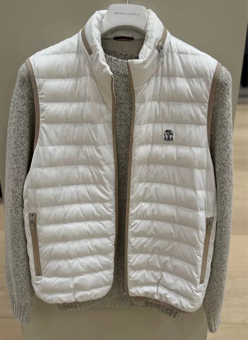 Brunello Cucinelli Brunello Cucinelli Men's White Puffer Vest Size US M / EU 48-50 / 2 - 2 Thumbnail