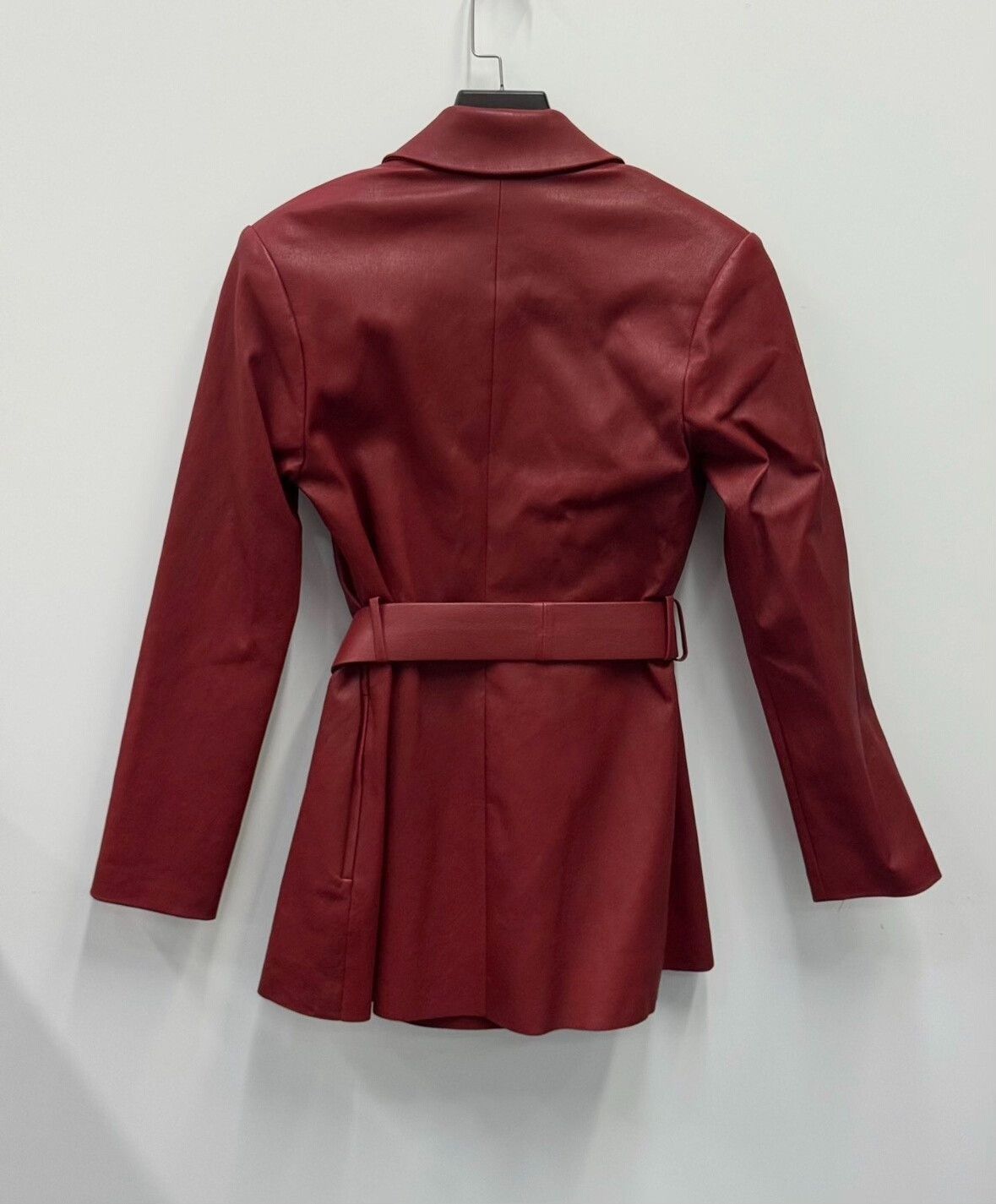 Pierre Balmain Burgundy Leather Suit Jacket for Women Size XS / US 0-2 / IT 36-38 - 2 Thumbnail