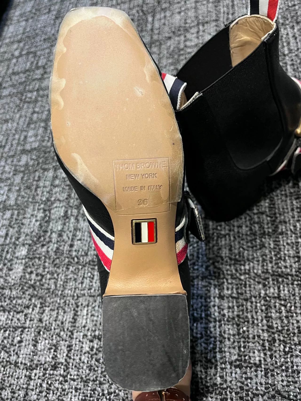 Thom Browne Thom Browne Black Ankle Boots with Stripes Size US 4.5 / IT 34.5 - 8 Thumbnail