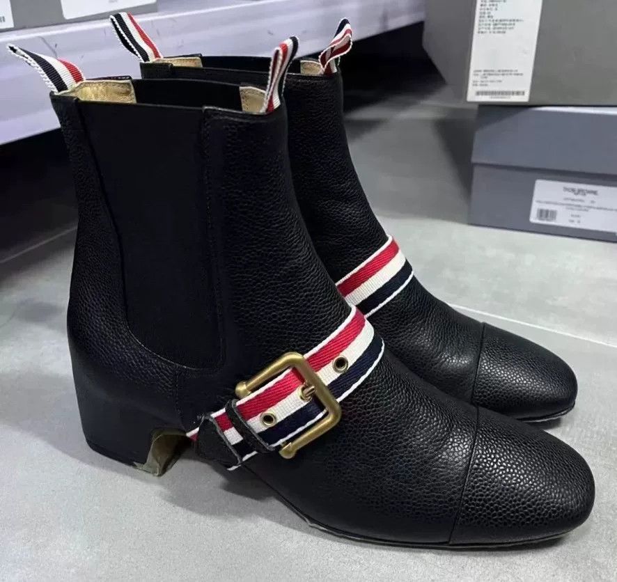Thom Browne Thom Browne Black Ankle Boots with Stripes Size US 4.5 / IT 34.5 - 2 Thumbnail