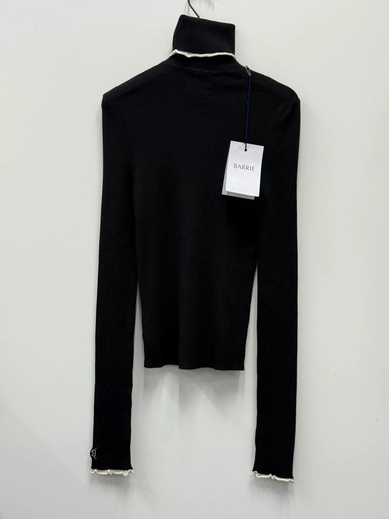 Barrie Black Turtleneck Wool Sweater with Lace Trim Size L / US 10 / IT 46 - 2 Thumbnail