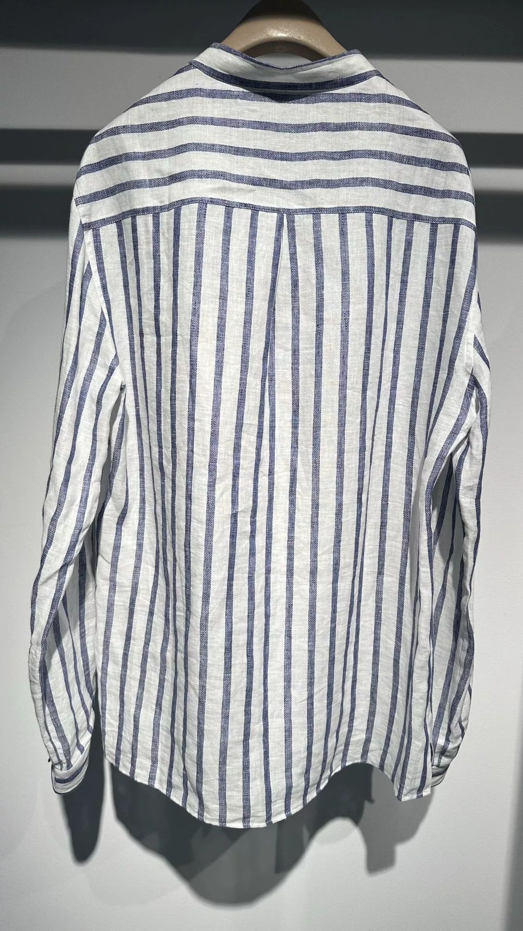 Brunello Cucinelli Brunello Cucinelli Blue Striped Linen Shirt Size US M / EU 48-50 / 2 - 2 Thumbnail