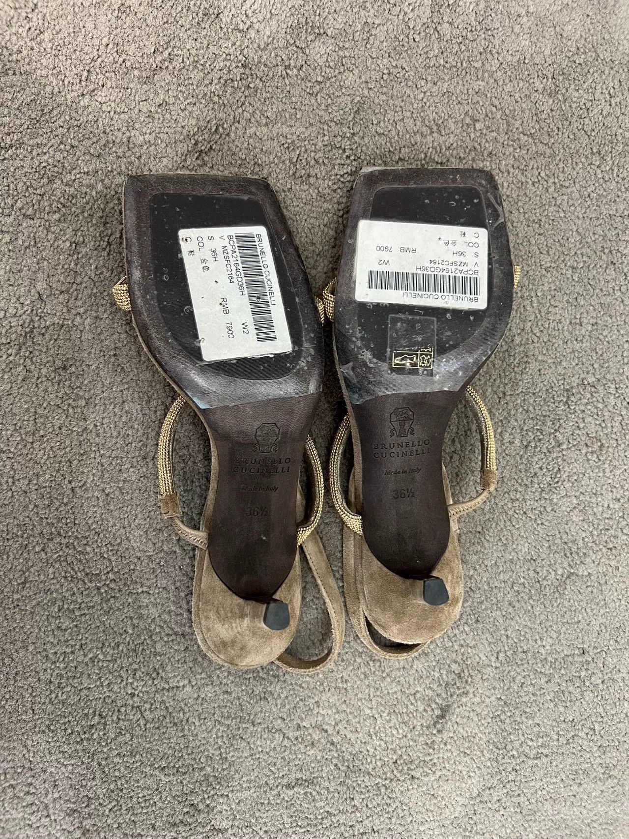 Brunello Cucinelli Brunello Cucinelli Square Toe Sandals Size US 5.5 / IT 35.5 - 8 Thumbnail
