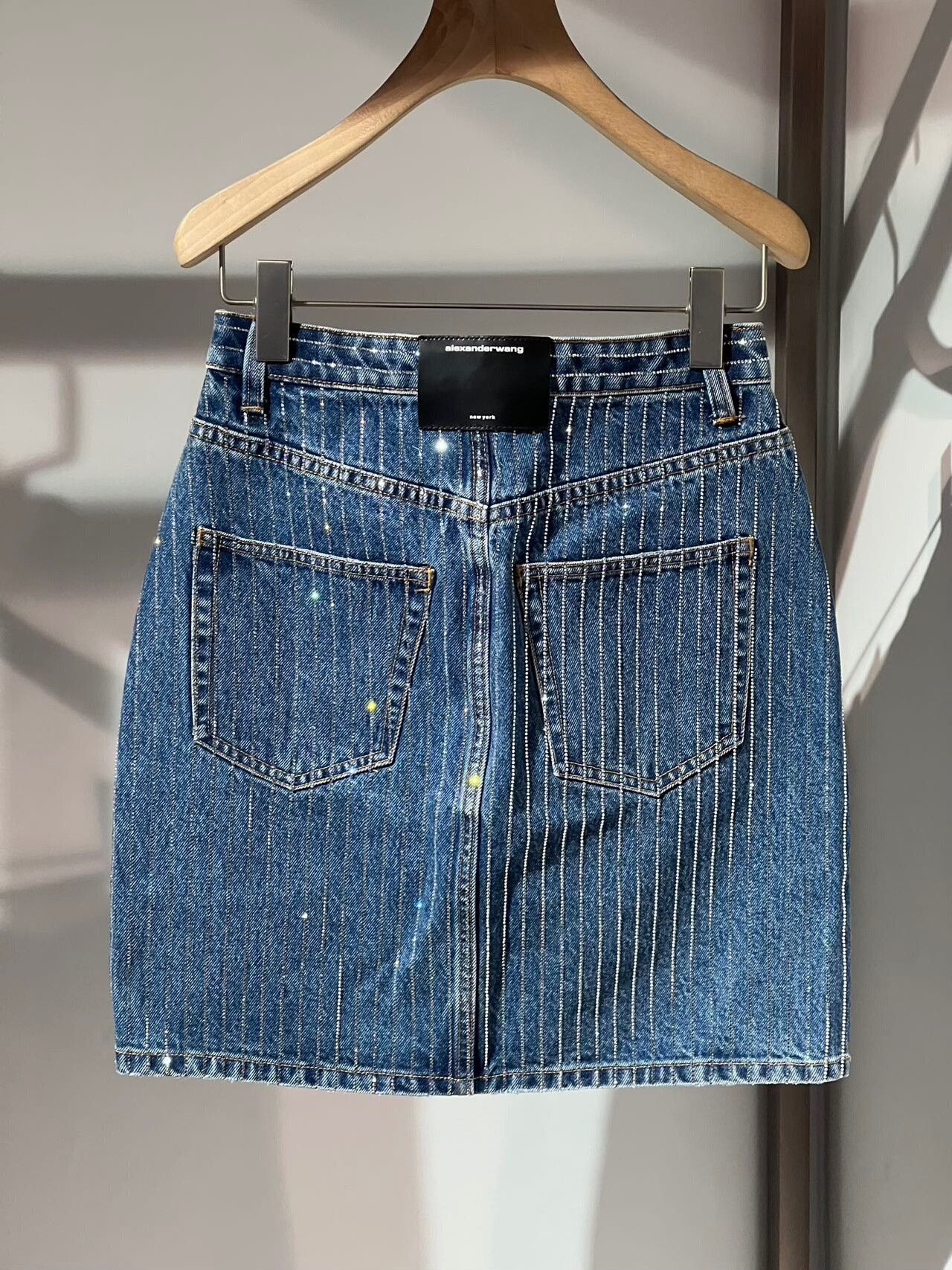Alexander Wang Alexander Wang Denim Skirt with Rhinestones Size 25" / US 0 / IT 36 - 6 Thumbnail
