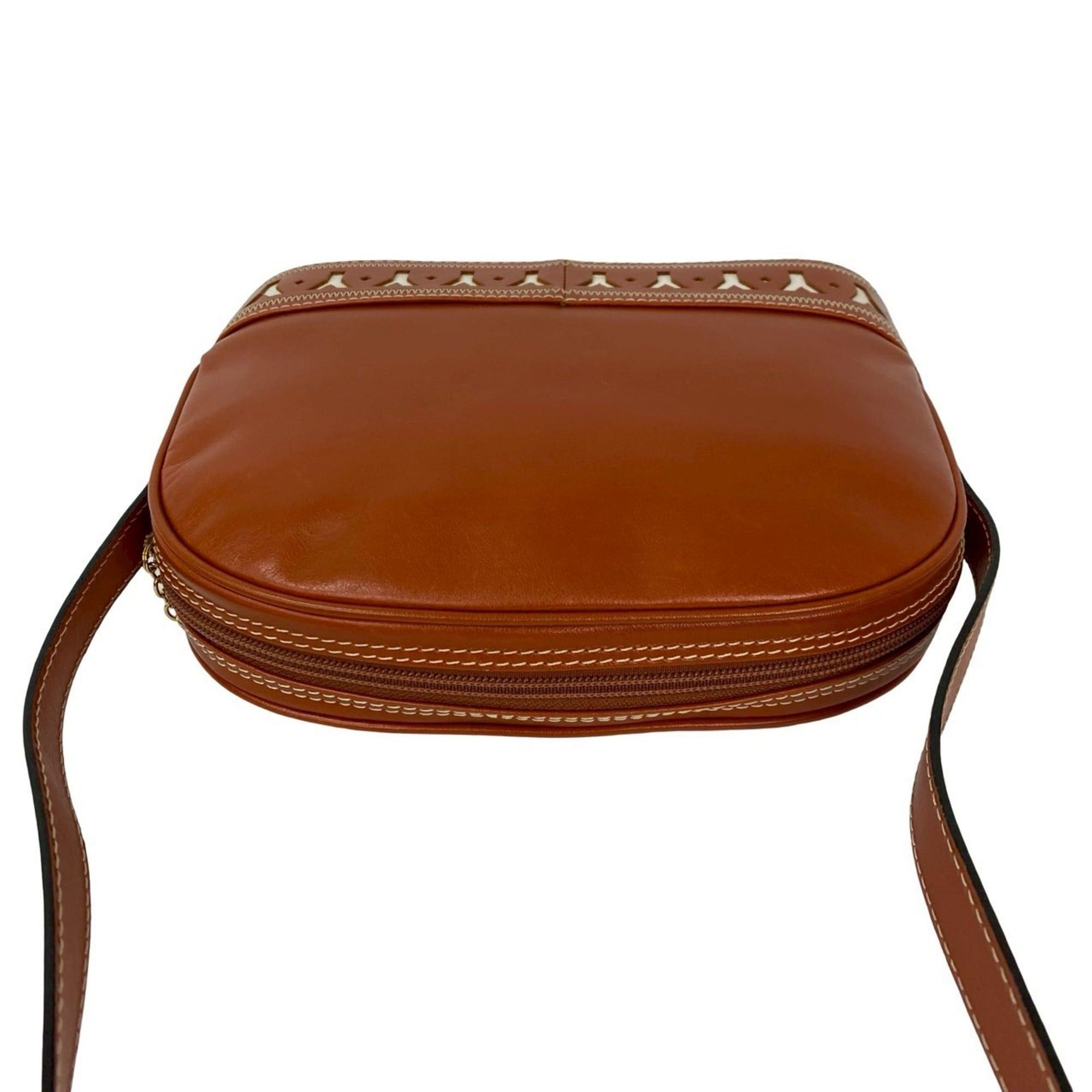 Yves Saint Laurent YVES SAINT LAURENT YSL Logo Cutout Leather Shoulder Bag Orange Brown 50343 Size ONE SIZE - 4 Thumbnail