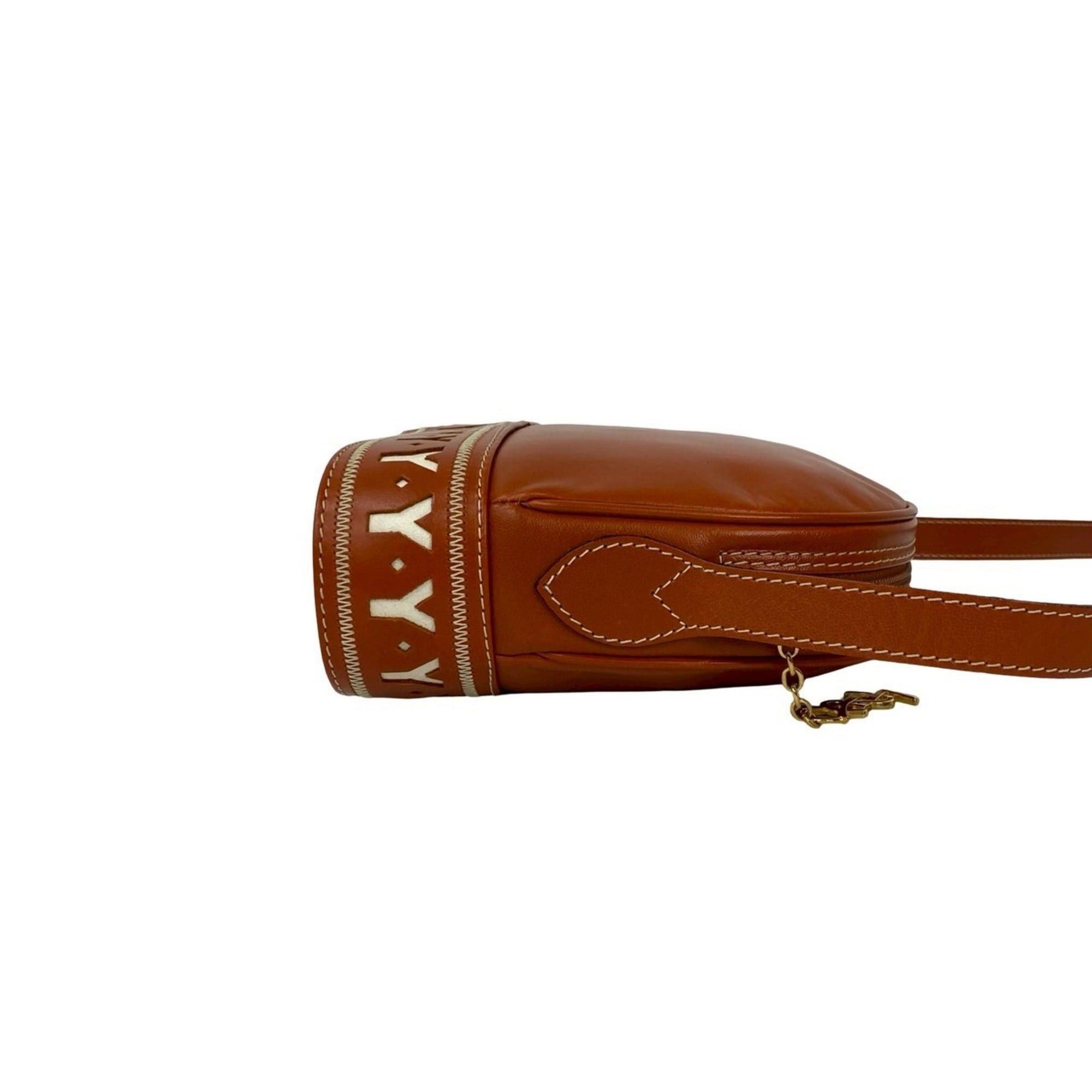 Yves Saint Laurent YVES SAINT LAURENT YSL Logo Cutout Leather Shoulder Bag Orange Brown 50343 Size ONE SIZE - 6 Thumbnail