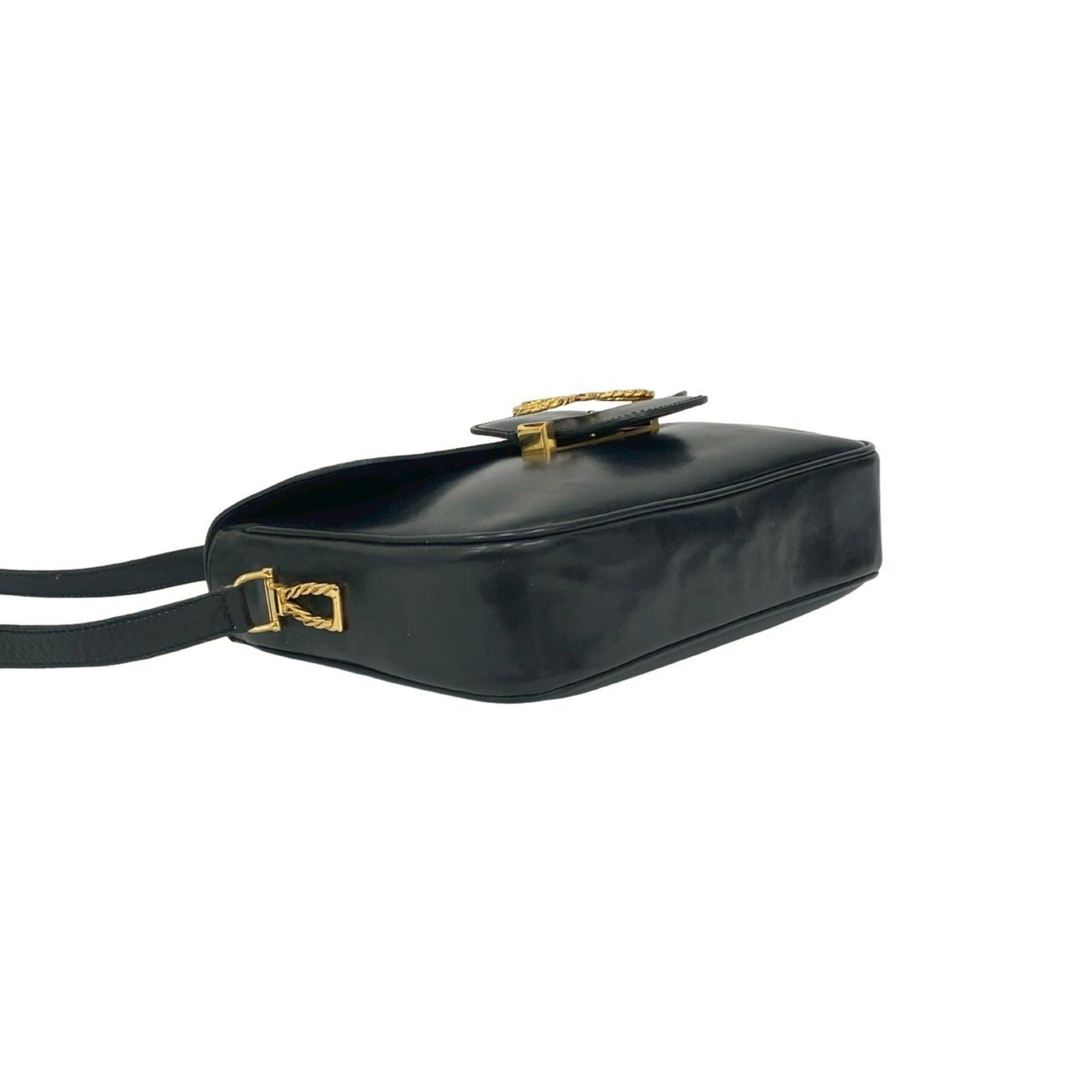 Celine CELINE Ribbon Motif Calf Leather Shoulder Bag/Pochette/Sacoche Black 2160a Size ONE SIZE - 7 Thumbnail