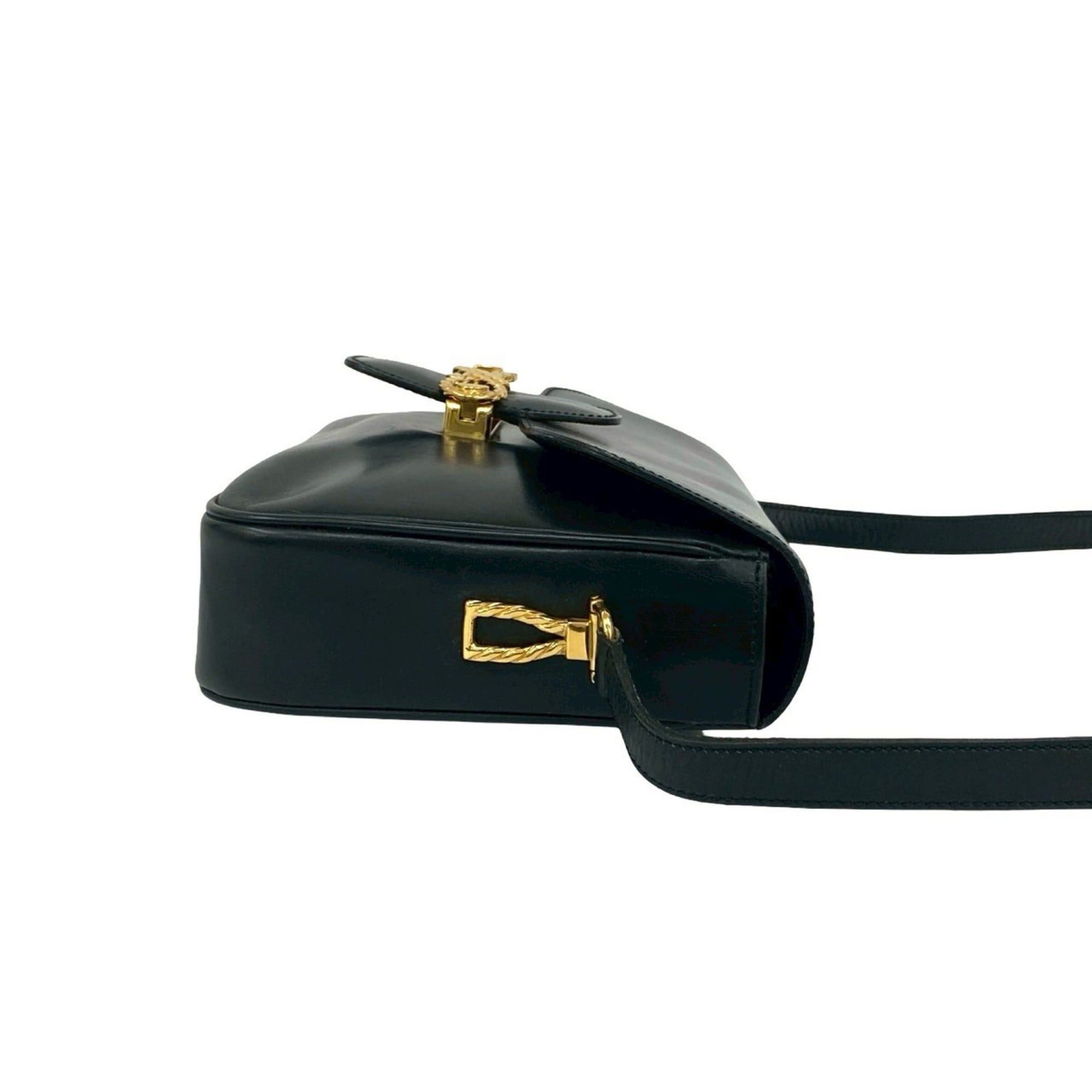 Celine CELINE Ribbon Motif Calf Leather Shoulder Bag/Pochette/Sacoche Black 2160a Size ONE SIZE - 6 Thumbnail