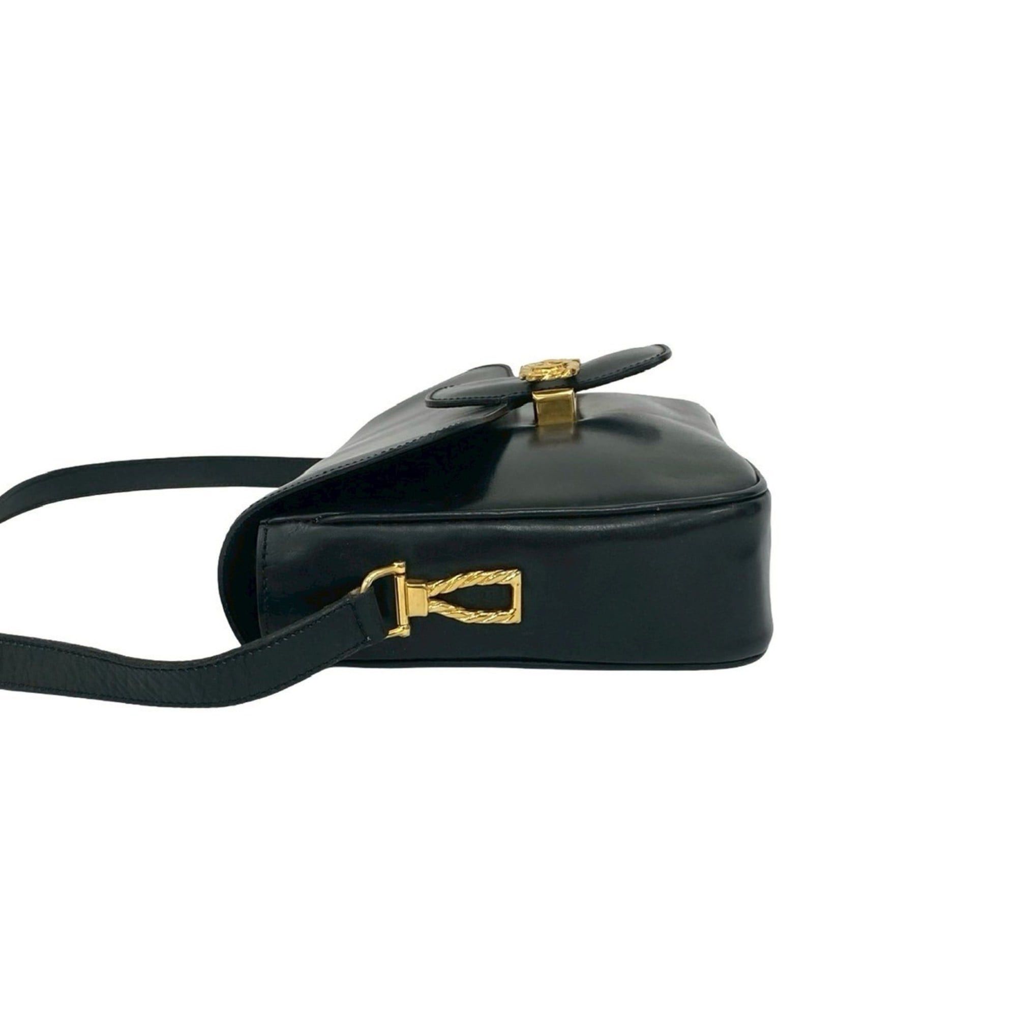 Celine CELINE Ribbon Motif Calf Leather Shoulder Bag/Pochette/Sacoche Black 2160a Size ONE SIZE - 5 Thumbnail