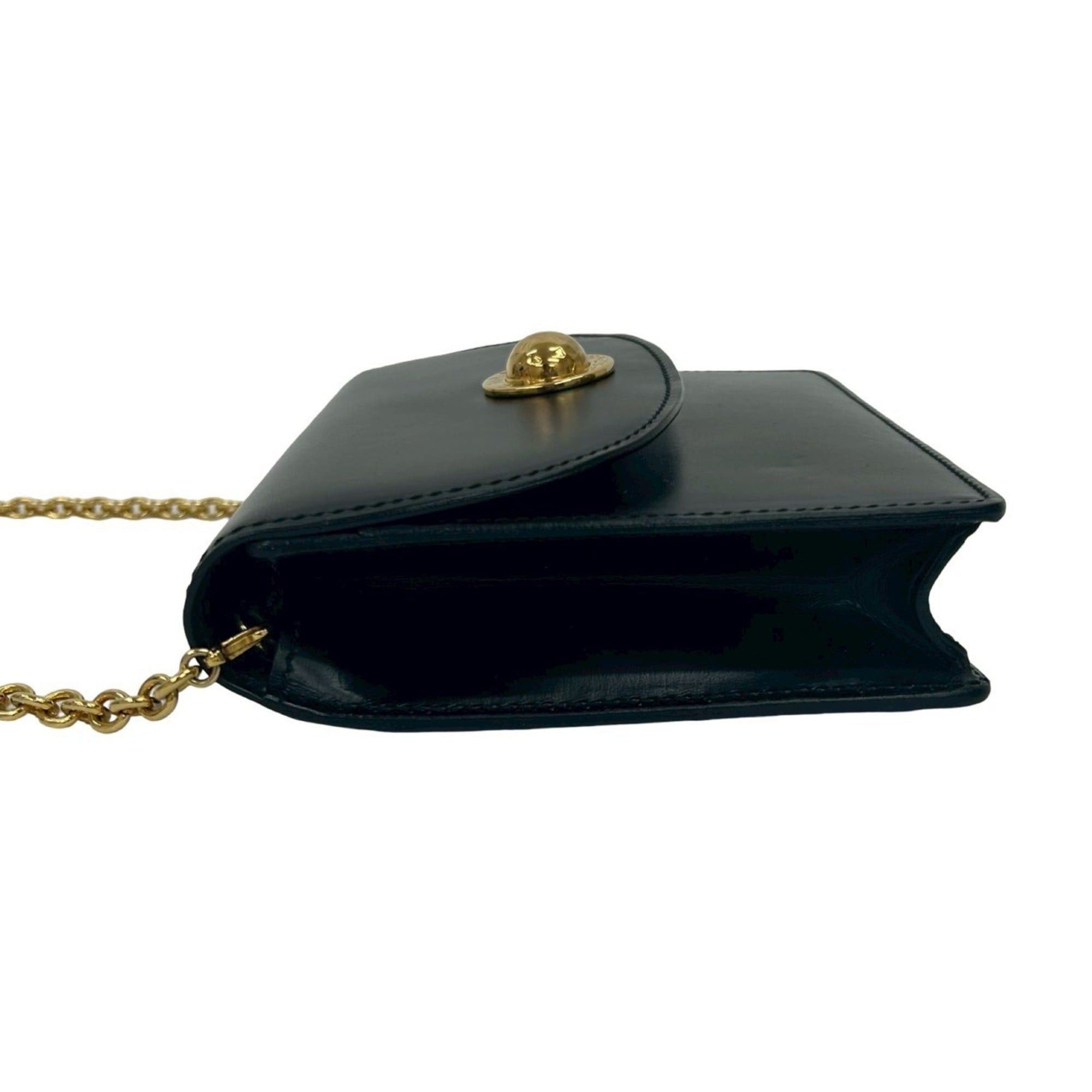Celine CELINE Star Ball Leather Mini Shoulder Bag Pochette Black 09609 Size ONE SIZE - 5 Thumbnail