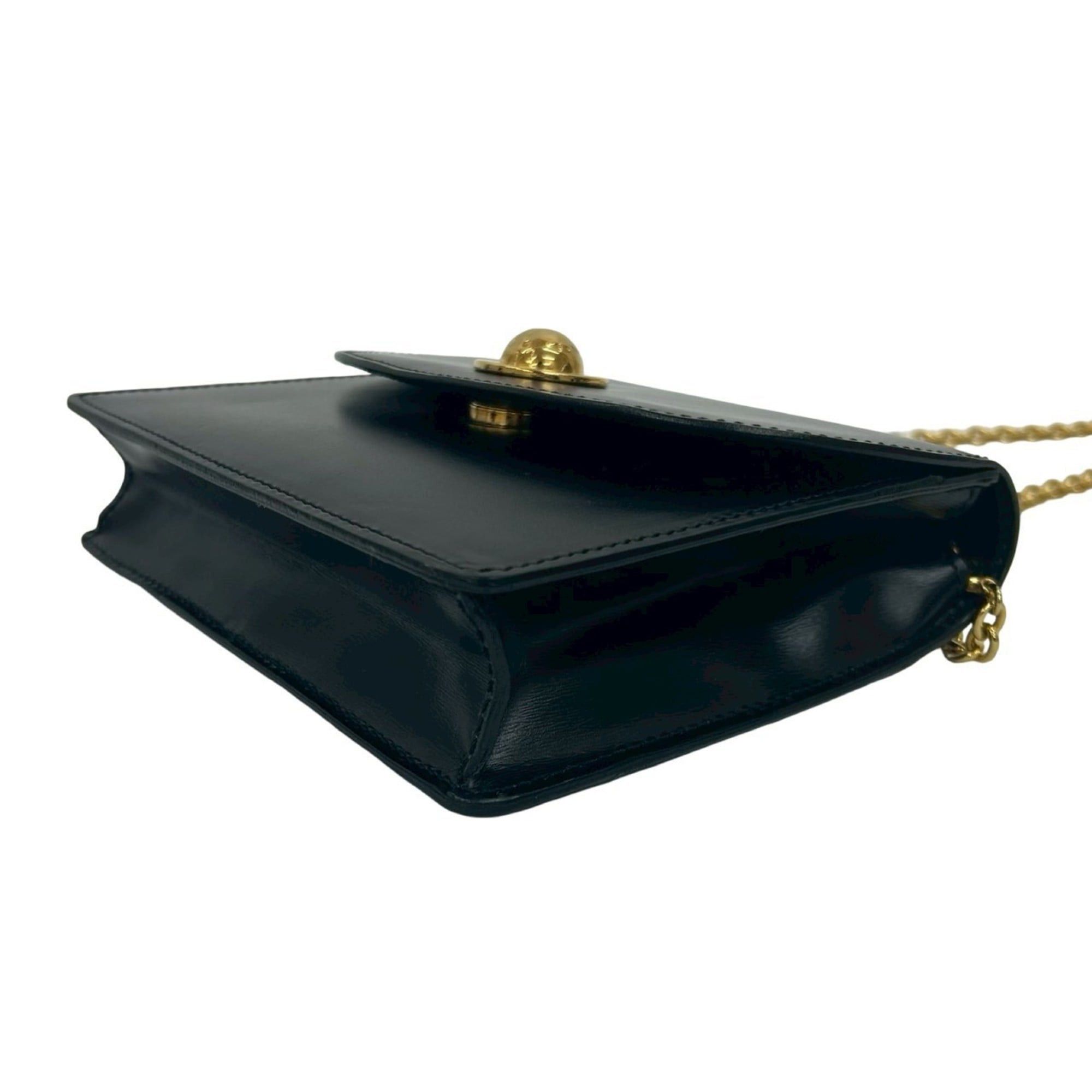 Celine CELINE Star Ball Leather Mini Shoulder Bag Pochette Black 09609 Size ONE SIZE - 8 Thumbnail