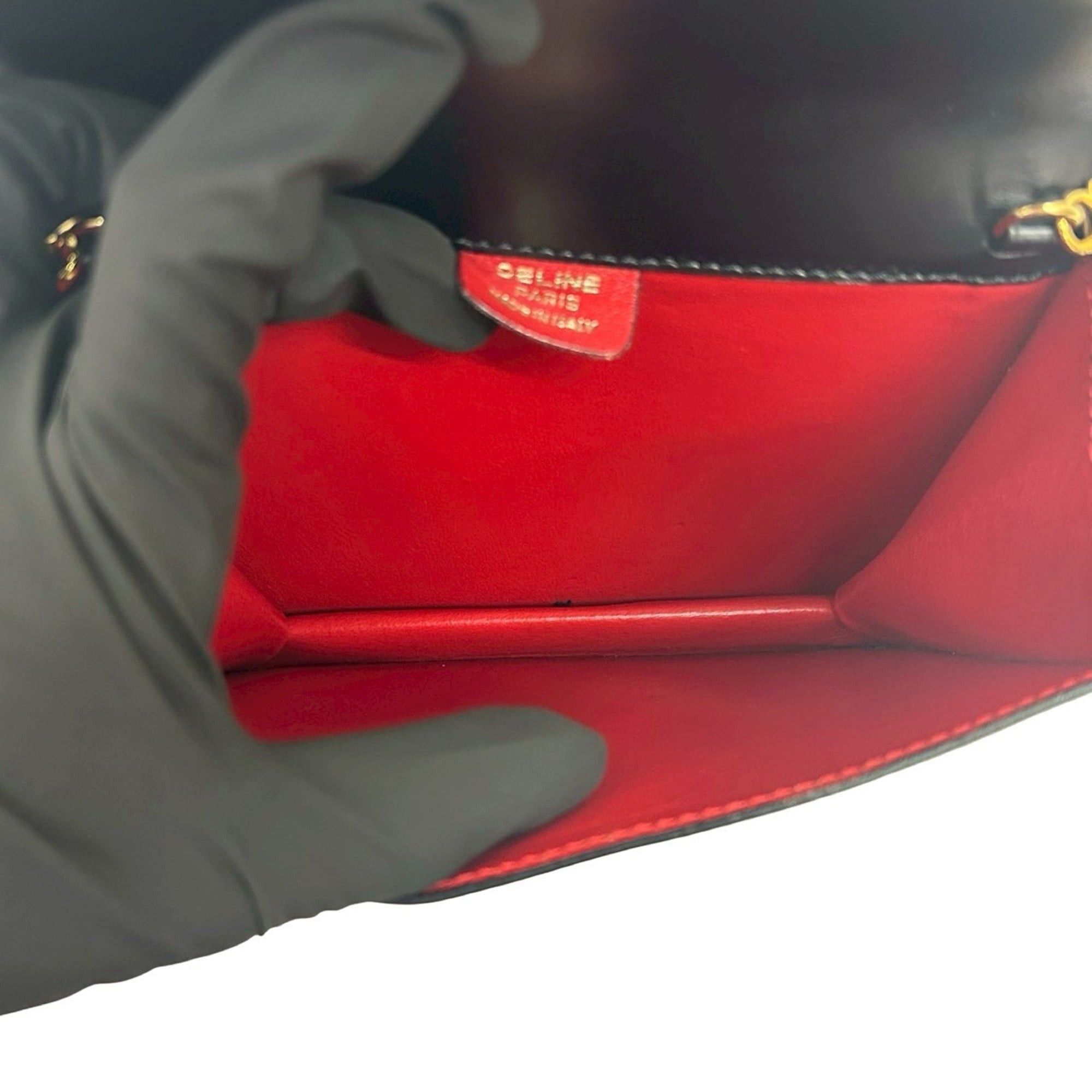 Celine CELINE Star Ball Leather Mini Shoulder Bag Pochette Black 09609 Size ONE SIZE - 9 Thumbnail
