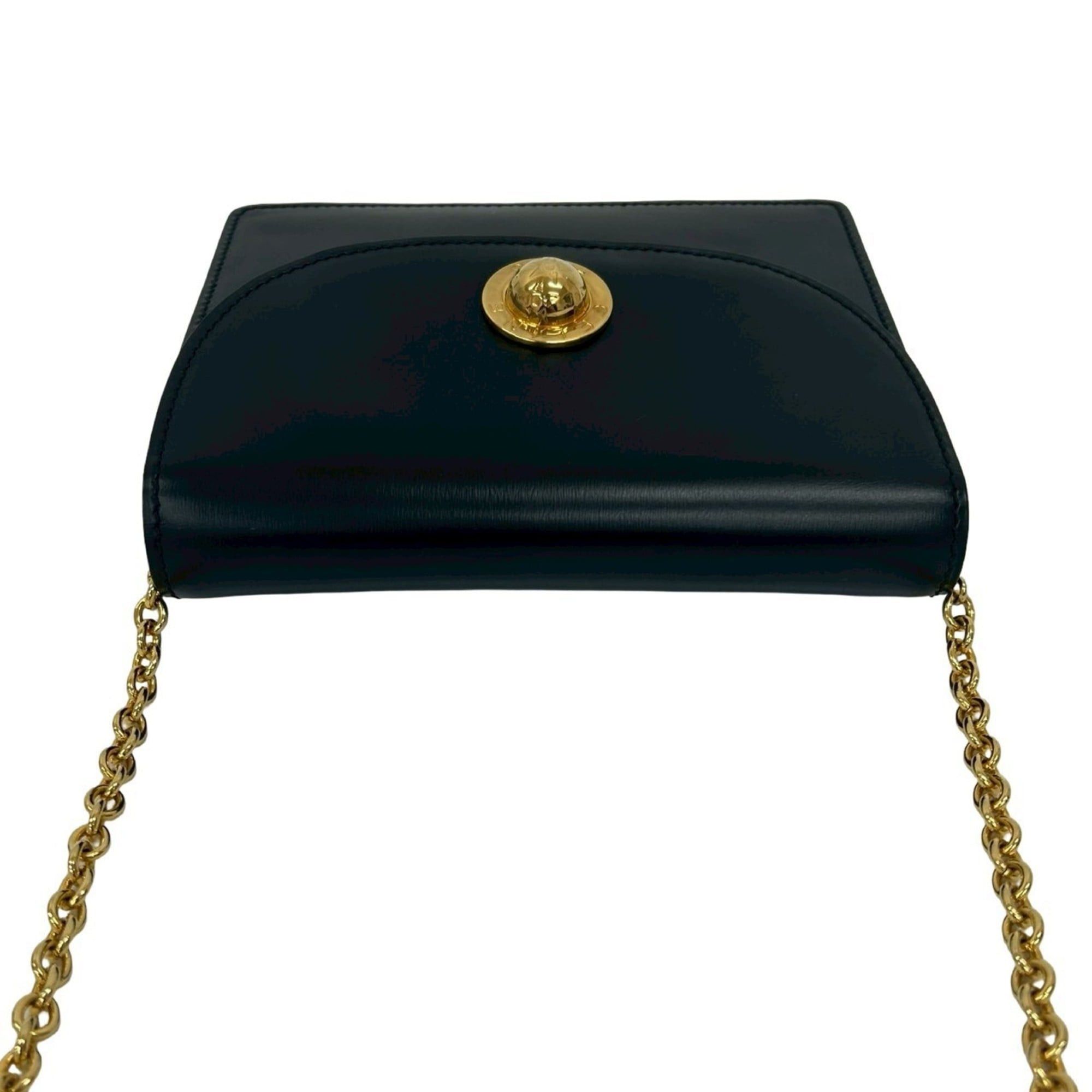 Celine CELINE Star Ball Leather Mini Shoulder Bag Pochette Black 09609 Size ONE SIZE - 4 Thumbnail