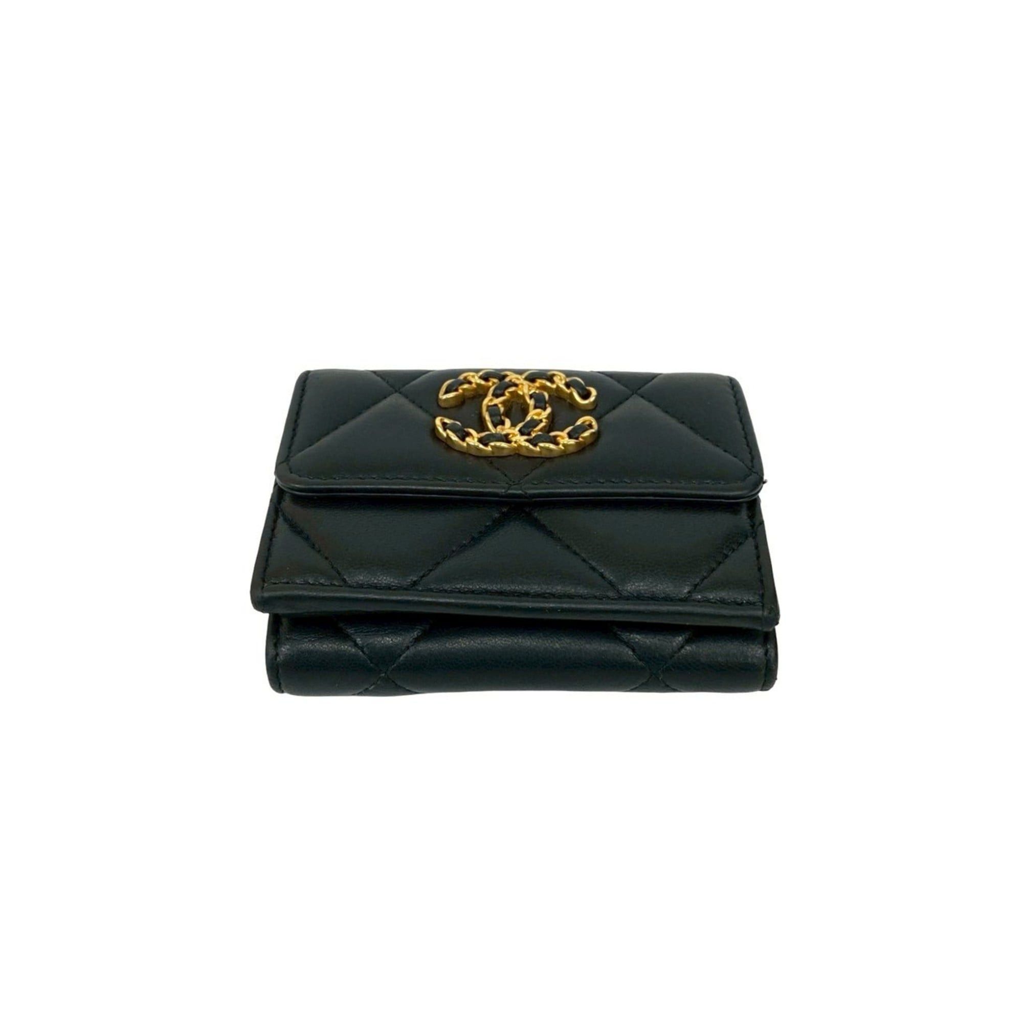 Chanel Chanel 19 Coco Mark Lambskin Tri-fold Wallet Black 88611 Size ONE SIZE - 6 Thumbnail