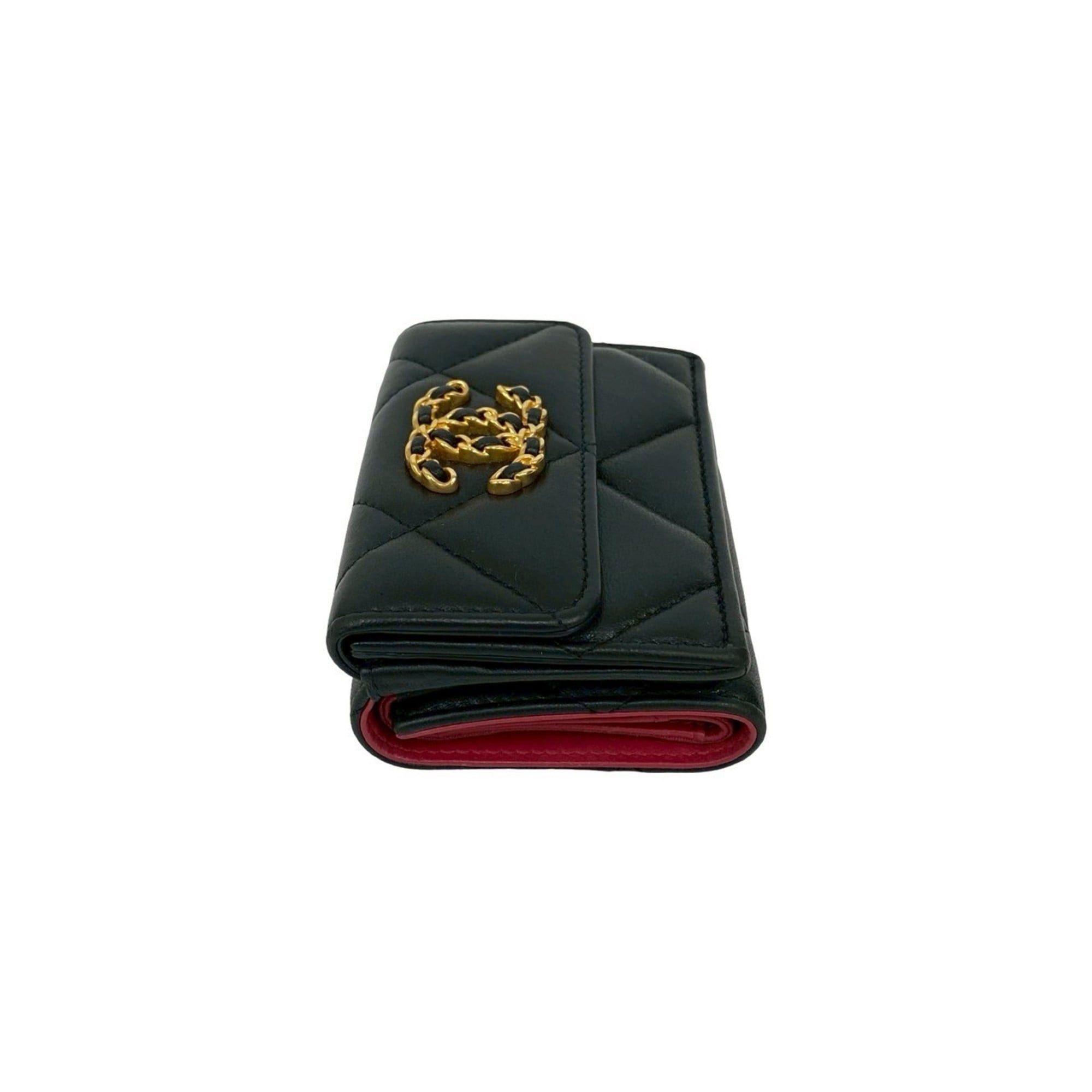 Chanel Chanel 19 Coco Mark Lambskin Tri-fold Wallet Black 88611 Size ONE SIZE - 5 Thumbnail