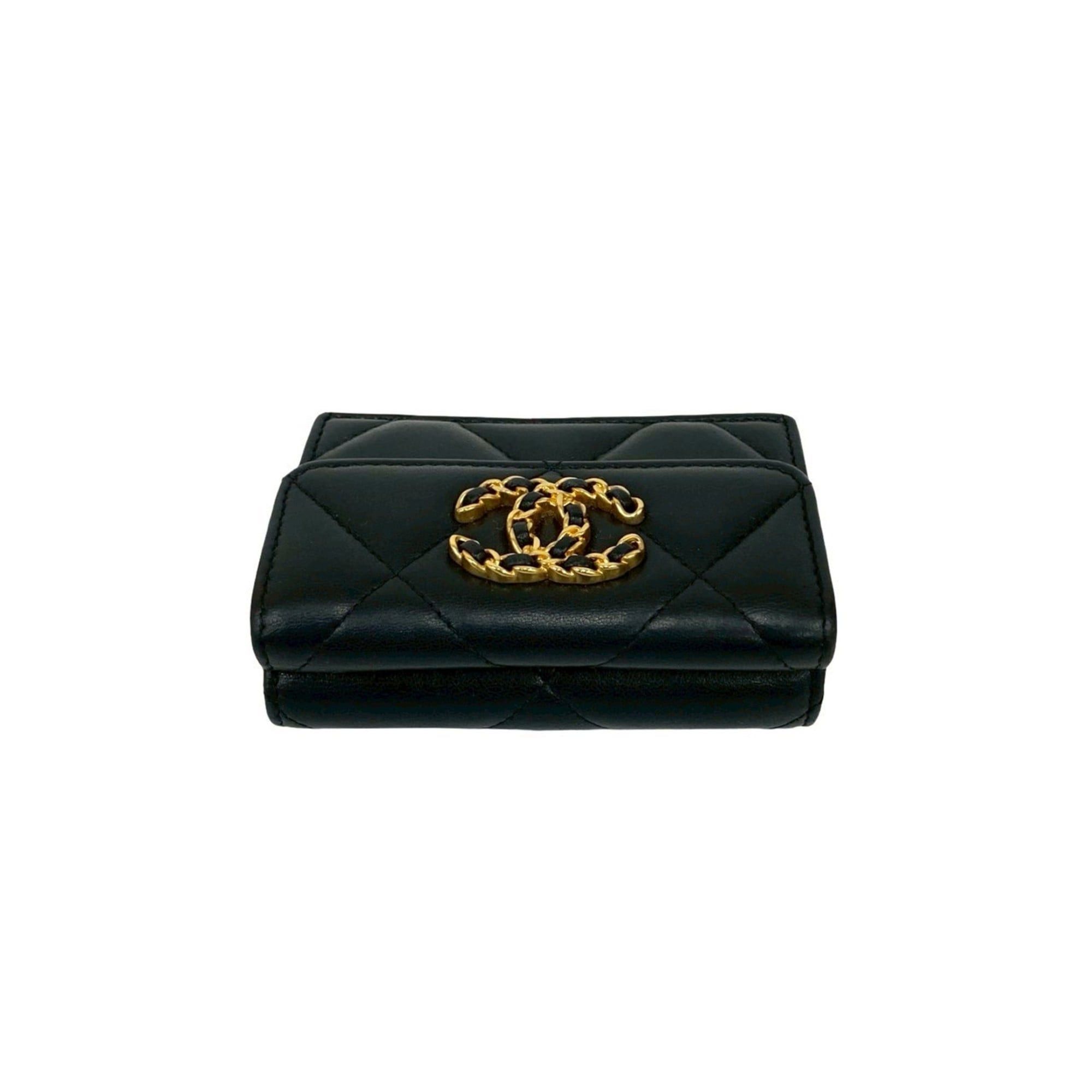 Chanel Chanel 19 Coco Mark Lambskin Tri-fold Wallet Black 88611 Size ONE SIZE - 3 Thumbnail