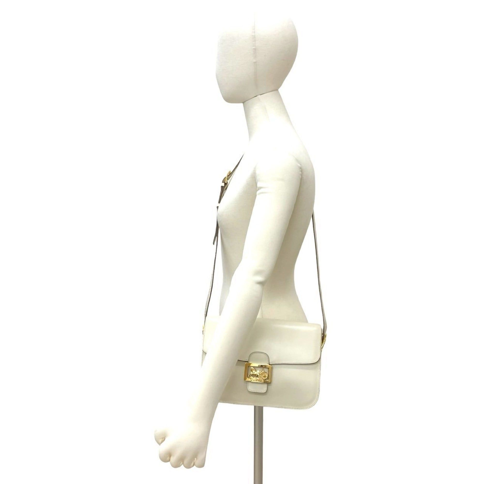Celine CELINE Carriage Leather Shoulder/Crossbody Bag, Off-White/Ivory, 20958 Size ONE SIZE - 2 Thumbnail