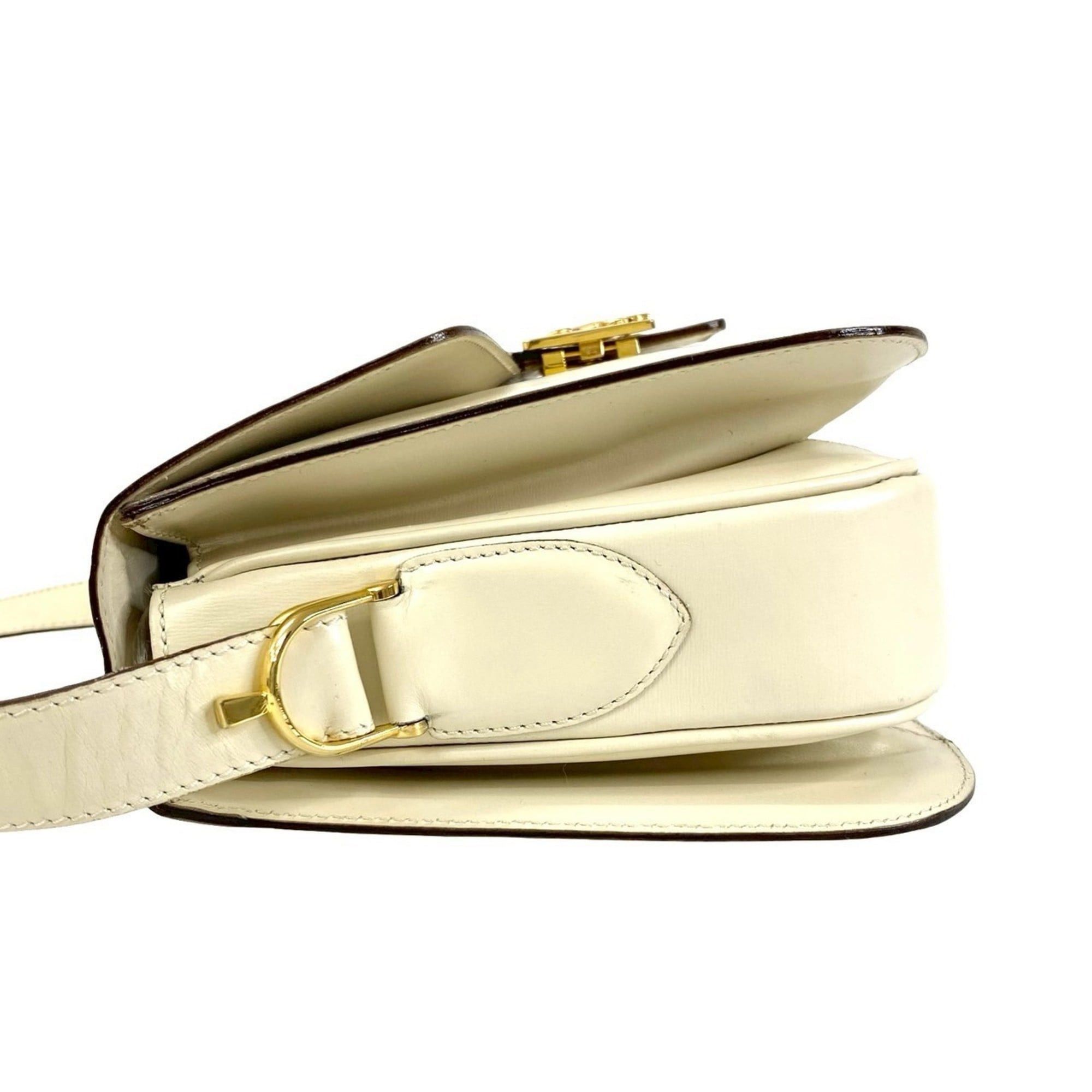 Celine CELINE Carriage Leather Shoulder/Crossbody Bag, Off-White/Ivory, 20958 Size ONE SIZE - 5 Thumbnail