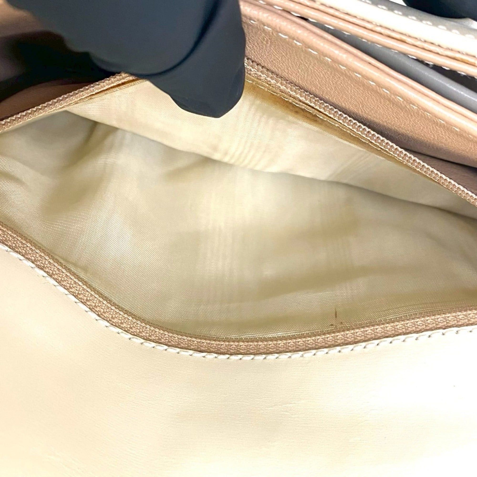 Celine CELINE Carriage Leather Shoulder/Crossbody Bag, Off-White/Ivory, 20958 Size ONE SIZE - 10 Thumbnail