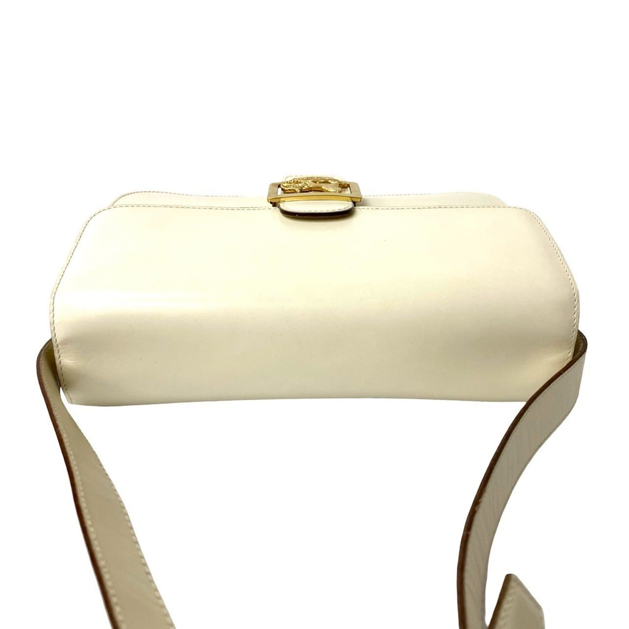 Celine CELINE Carriage Leather Shoulder/Crossbody Bag, Off-White/Ivory, 20958 Size ONE SIZE - 4 Thumbnail