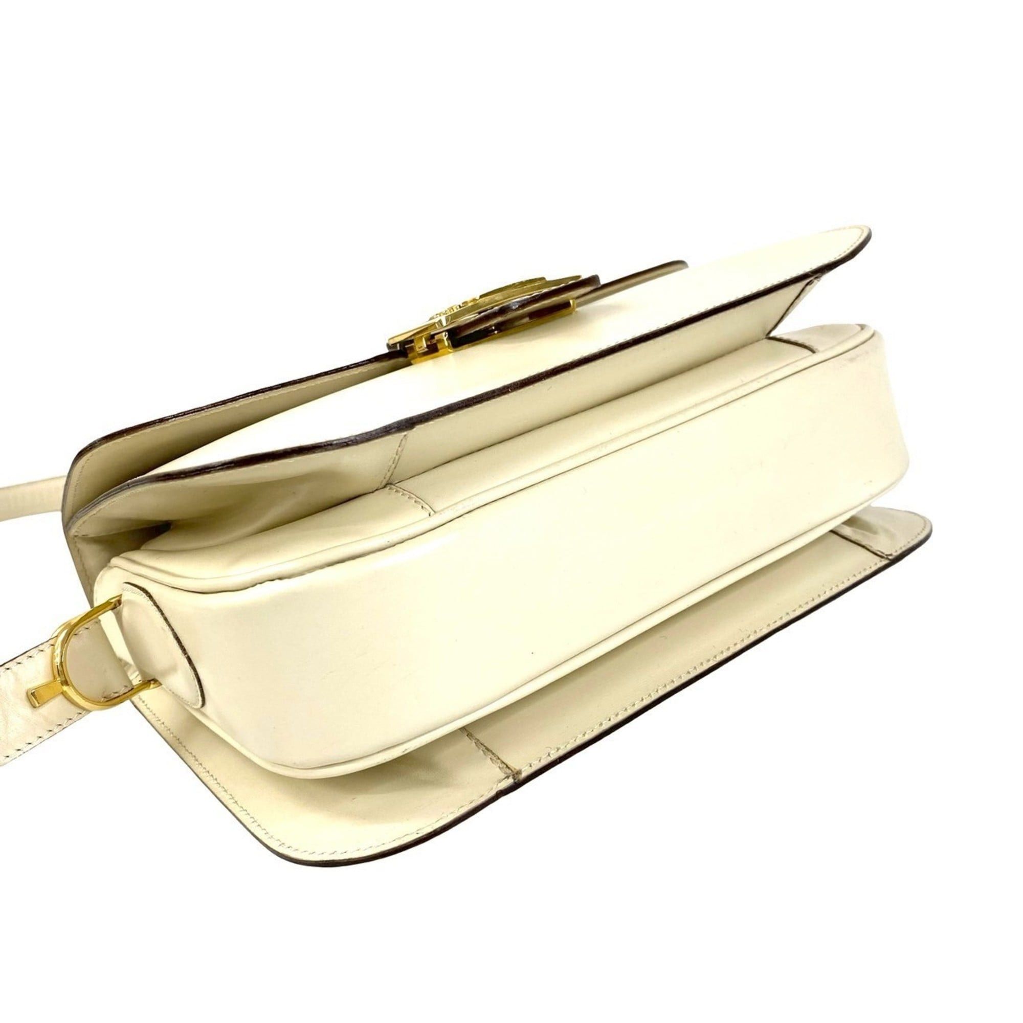 Celine CELINE Carriage Leather Shoulder/Crossbody Bag, Off-White/Ivory, 20958 Size ONE SIZE - 7 Thumbnail