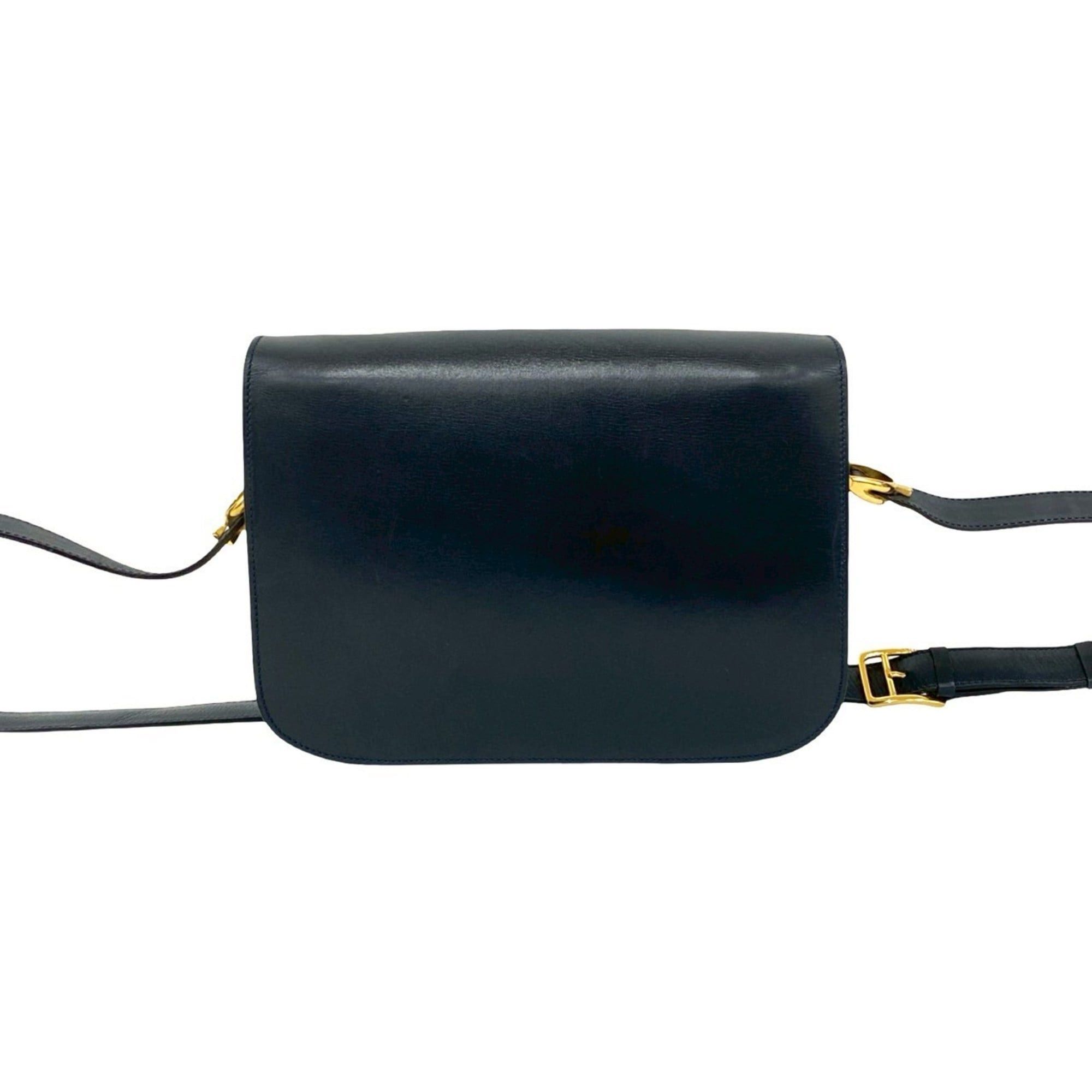 Celine CELINE Logo Carriage Hardware Calf Leather Shoulder Bag Pochette Navy Red 235-8 Size ONE SIZE - 3 Thumbnail