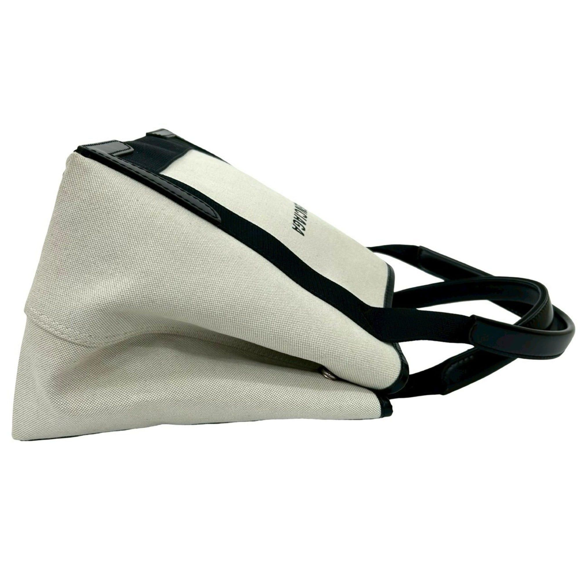 Balenciaga BALENCIAGA Navy Cabas S Logo Canvas and Leather Tote Bag, Ivory Black, 28716 Size ONE SIZE - 6 Thumbnail