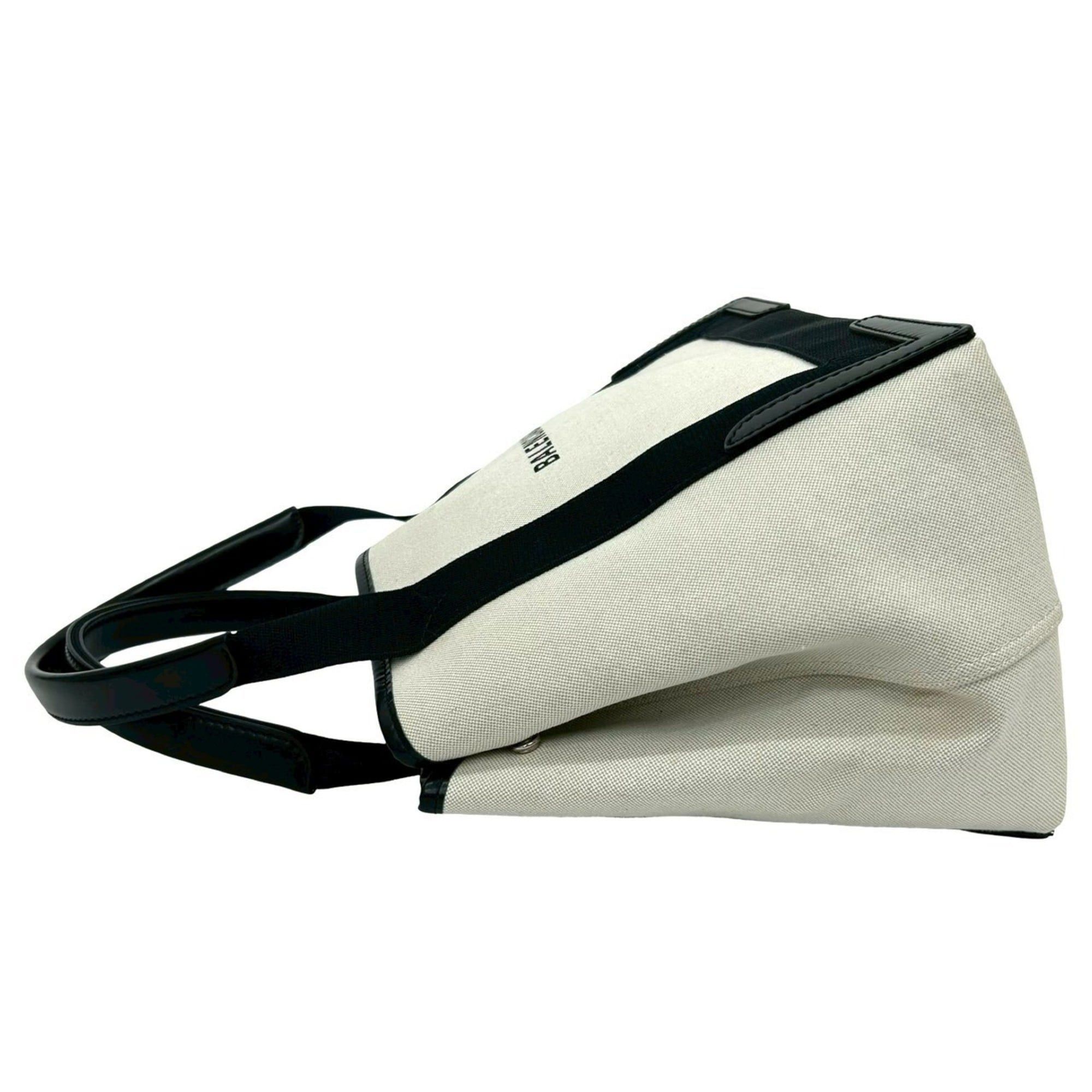 Balenciaga BALENCIAGA Navy Cabas S Logo Canvas and Leather Tote Bag, Ivory Black, 28716 Size ONE SIZE - 5 Thumbnail