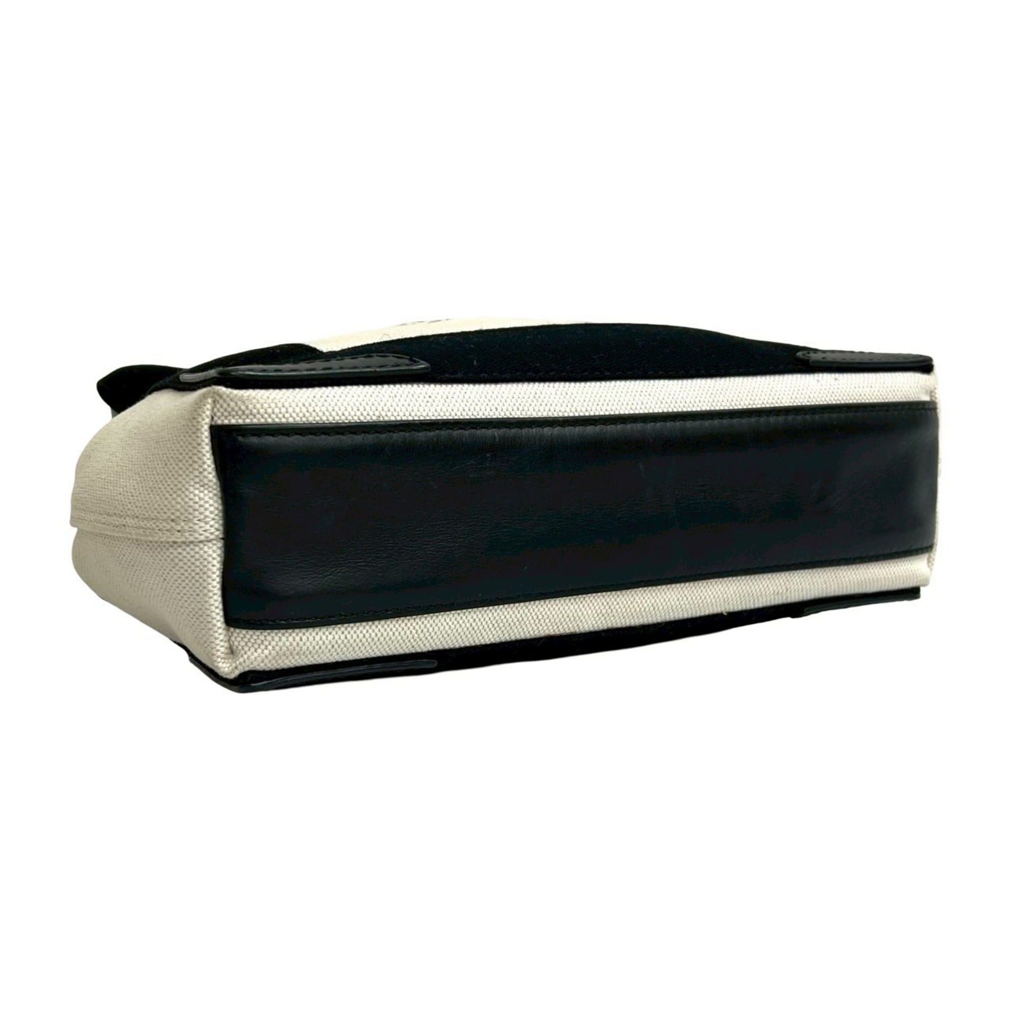 Balenciaga BALENCIAGA Navy Cabas S Canvas and Leather 2-Way Shoulder/Handbag, Ivory/Black, 39121 Size ONE SIZE - 7 Thumbnail