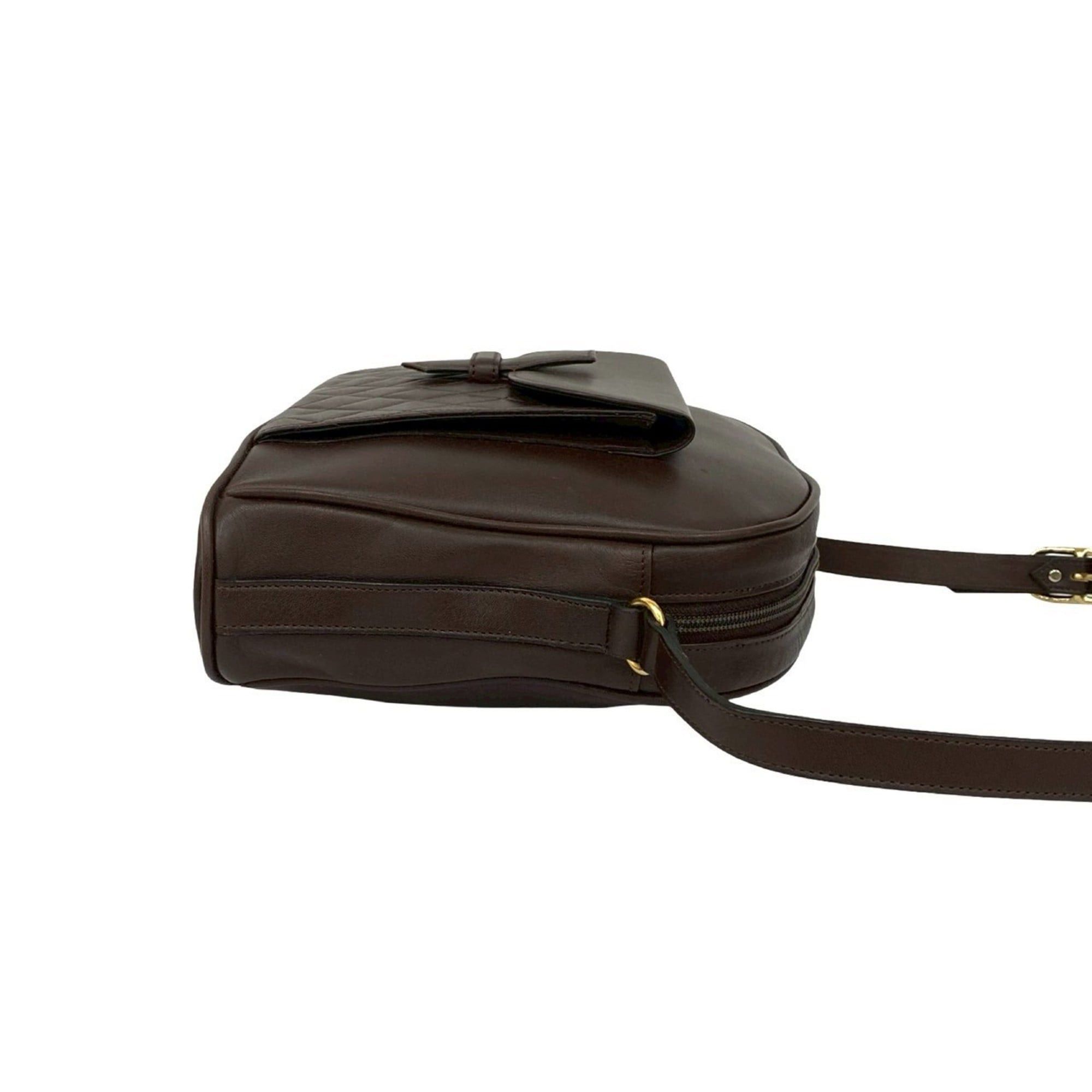 Yves Saint Laurent YVES SAINT LAURENT Quilted Leather Shoulder Bag/Pochette Brown 36313 Size ONE SIZE - 6 Thumbnail